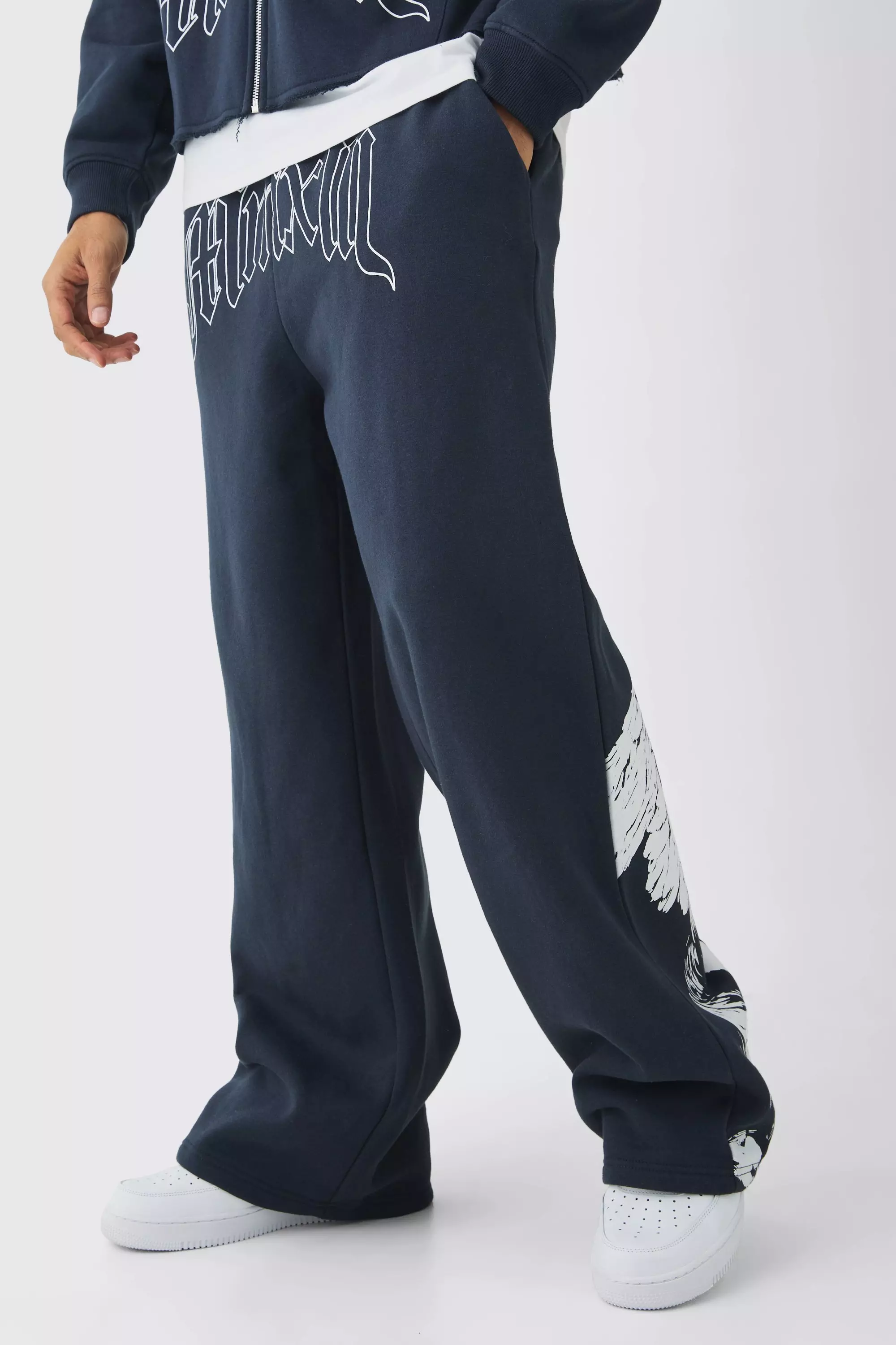 Wide Fit Renaissance Graphic Sweatpants slate blue