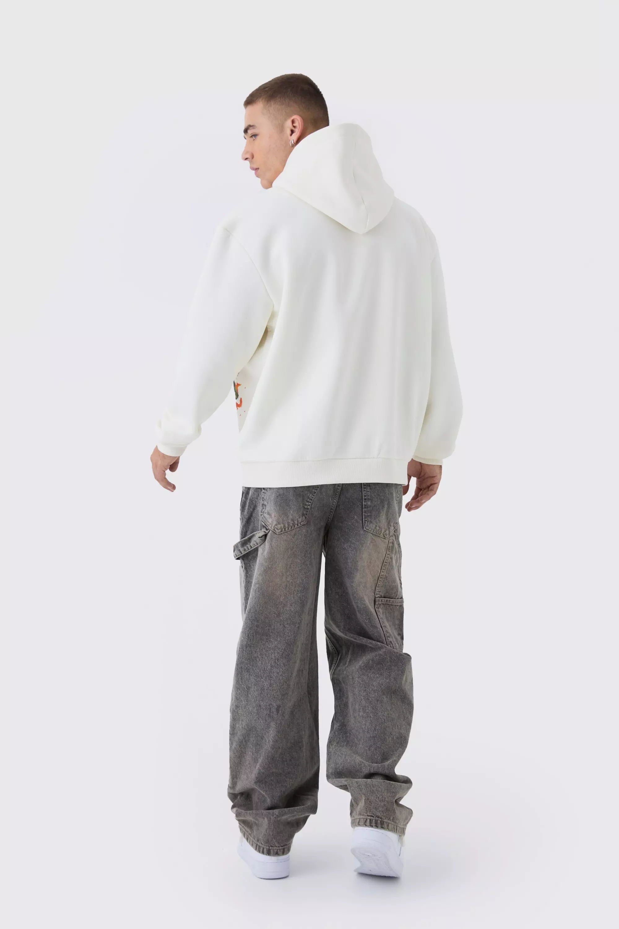 Ecru Oversized Limited Edition Tattoo Hoodie Met Print alternatieve afbeelding