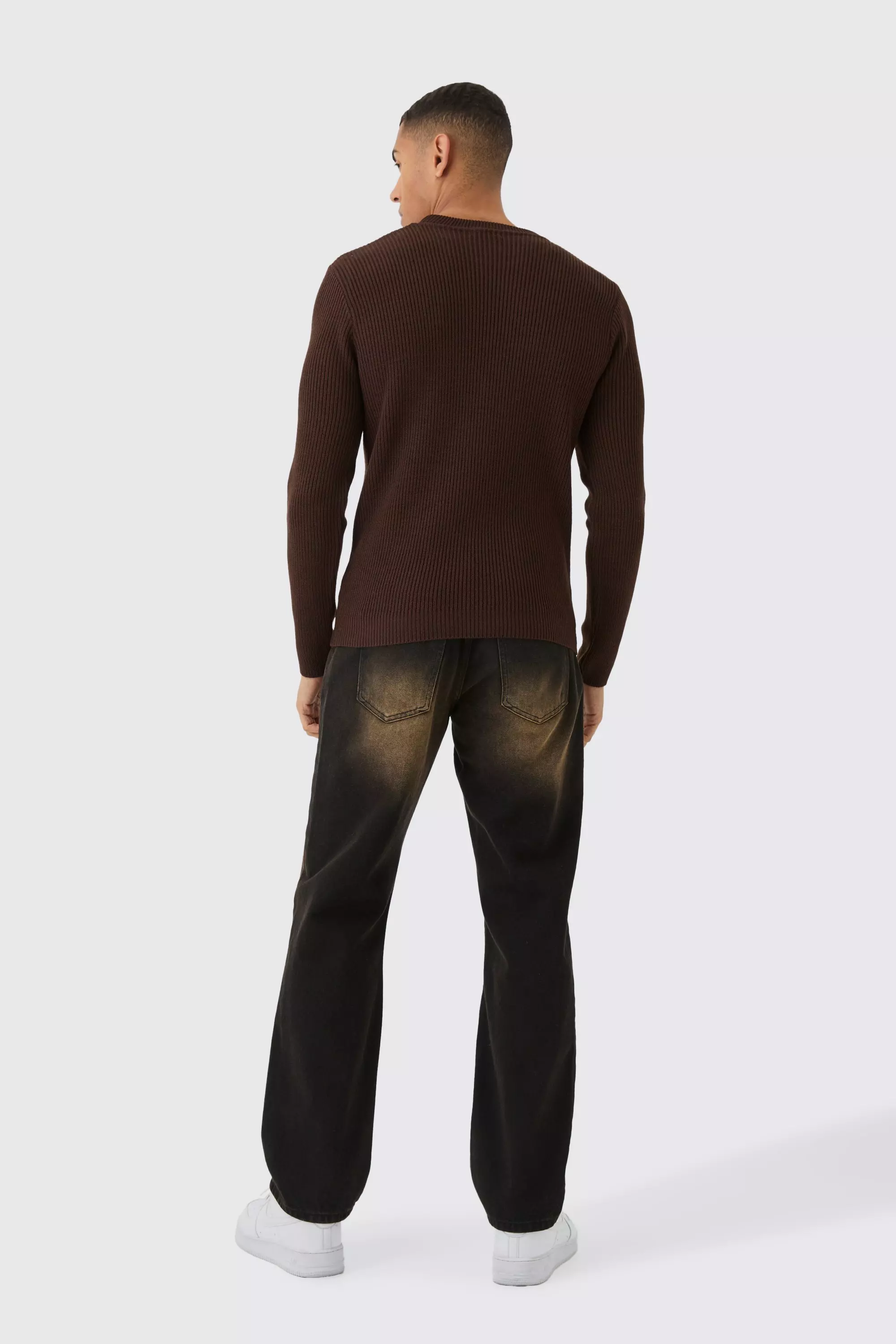 Chocolate Regular Fit Rib Knit Jumper alternative image