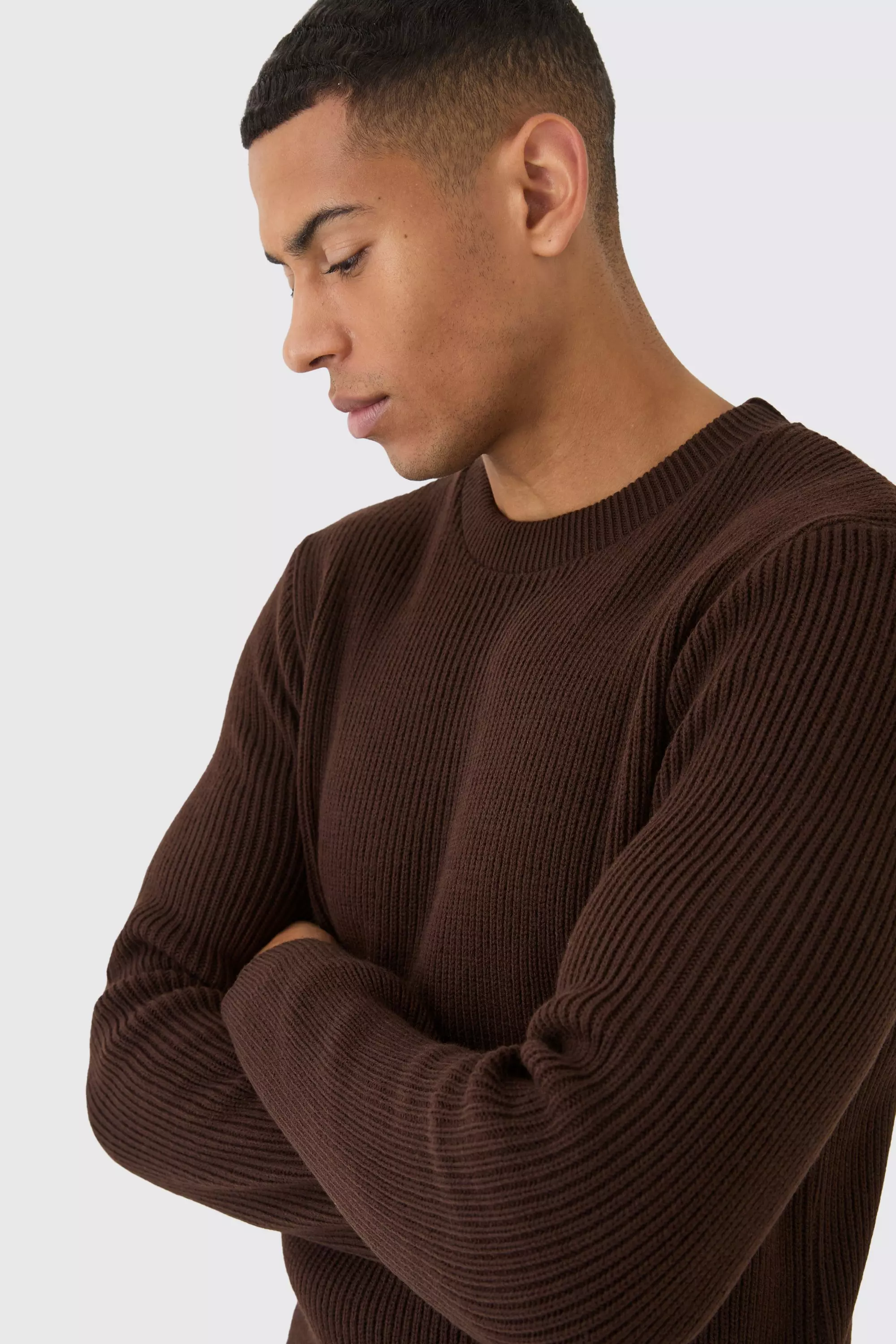 Chocolate Regular Fit Rib Knit Jumper alternative image