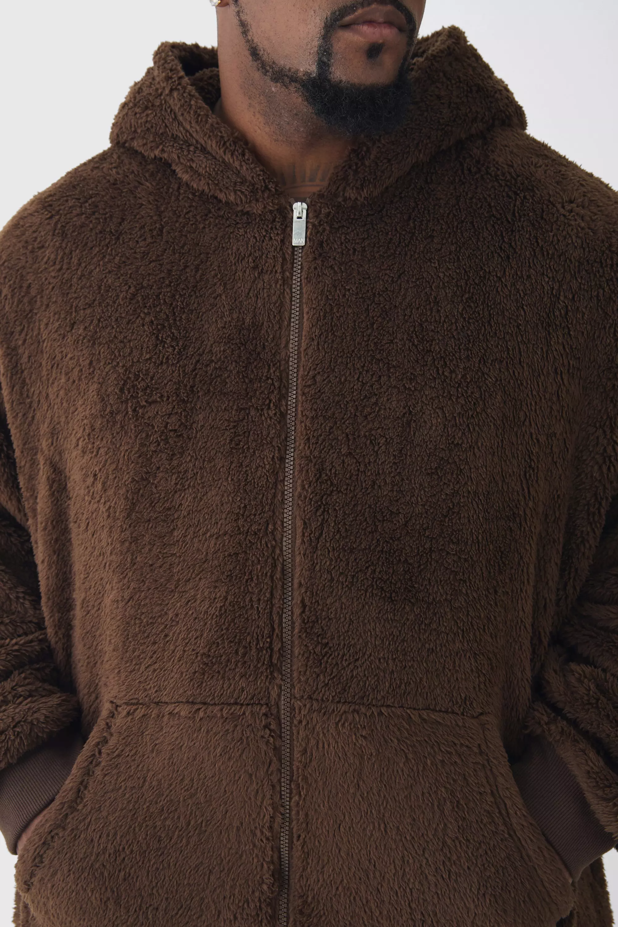 Chocolate Plus Borg Oversized Zip Thru Hoodie alternative image