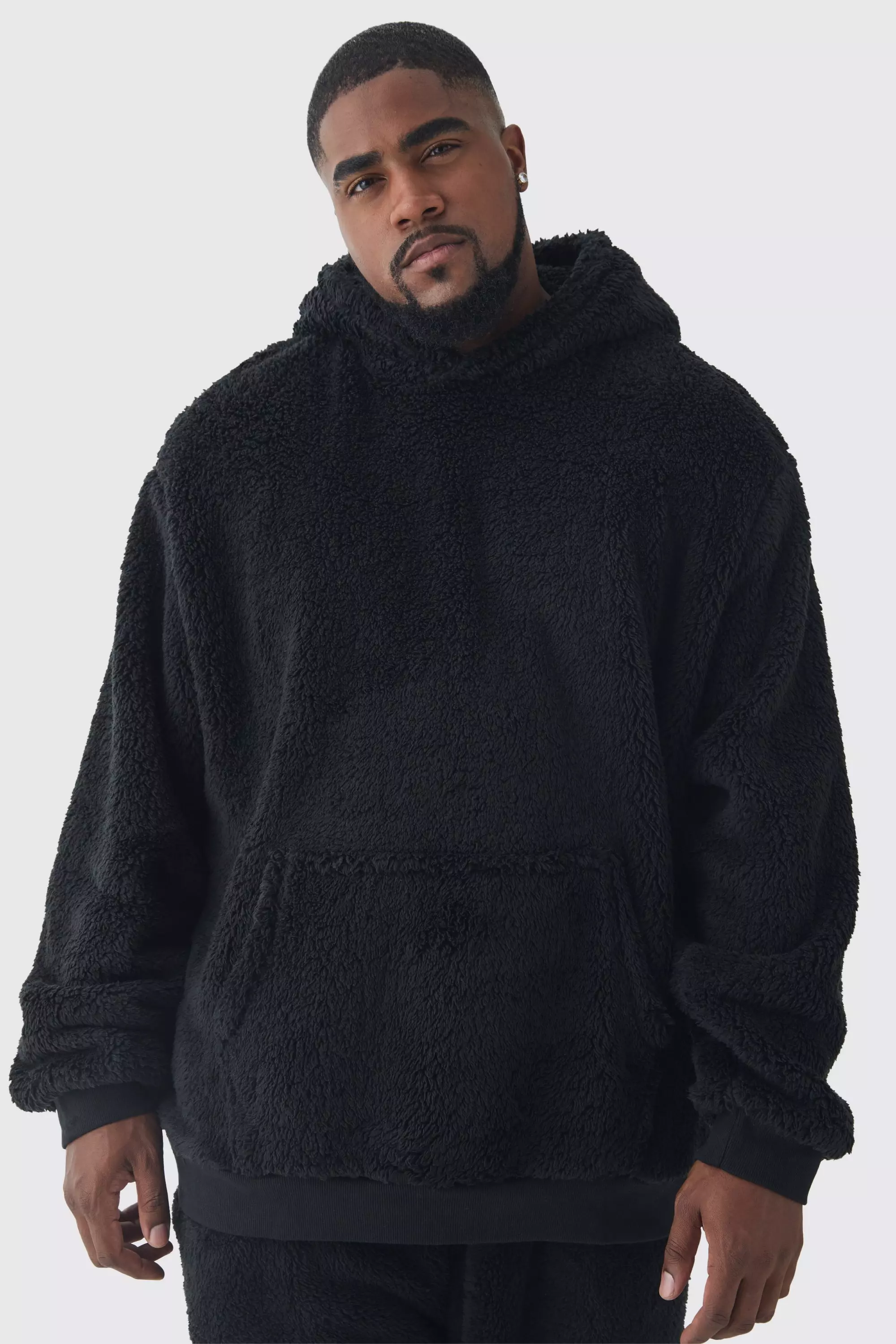 Black Plus Borg Oversized Hoodie