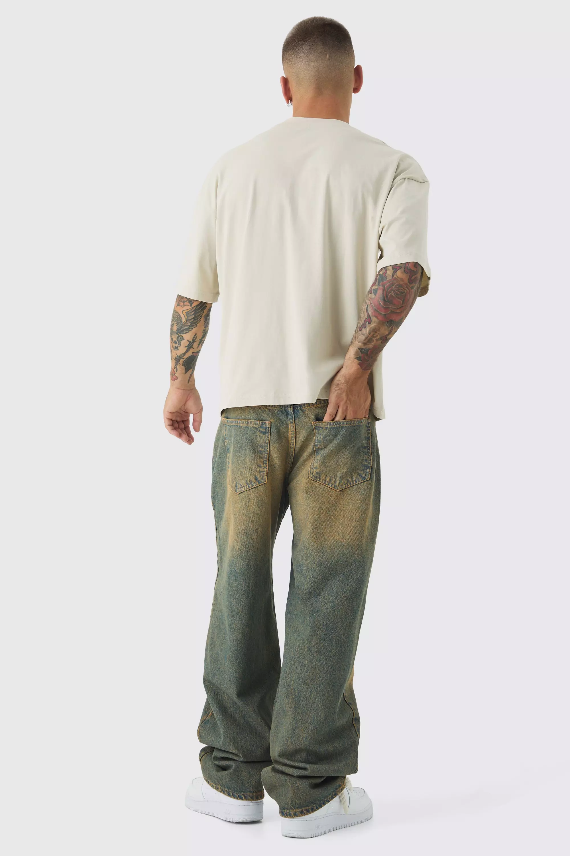 Relaxed Fit Washed Tinted Jeans | boohooMAN USA
