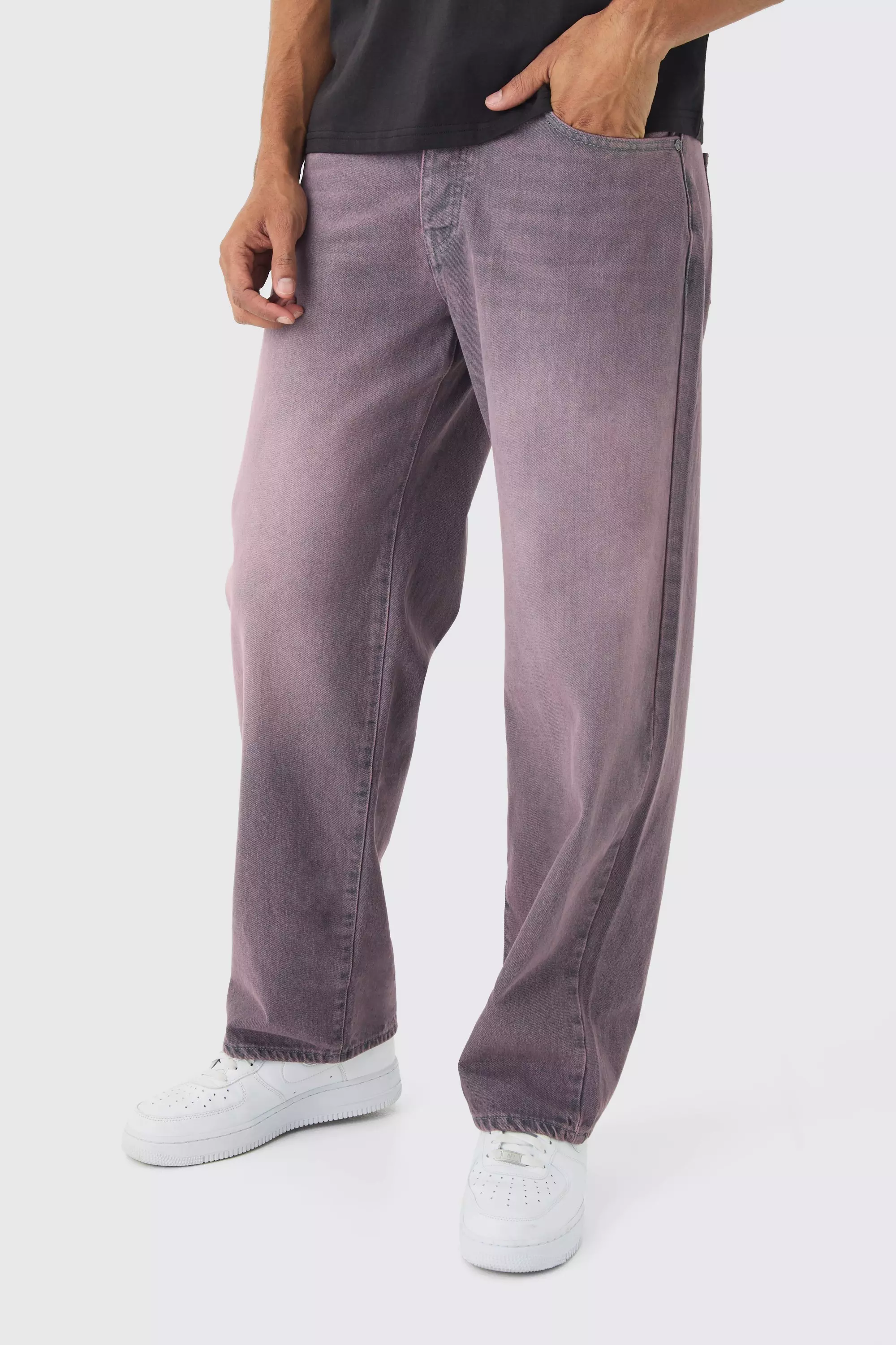 Purple Relaxed Fit Washed Tinted Jeans