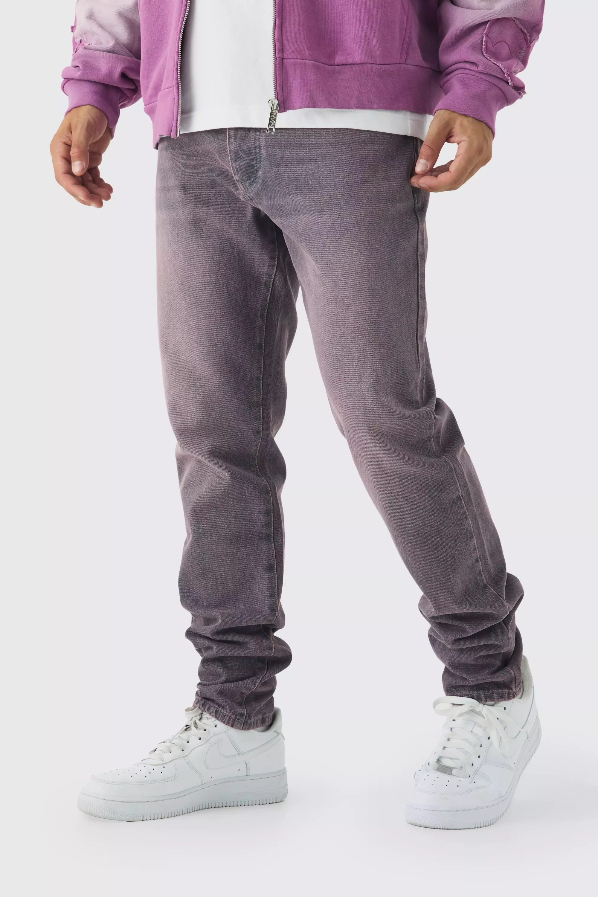 Purple Slim Fit Washed Tinted Jeans