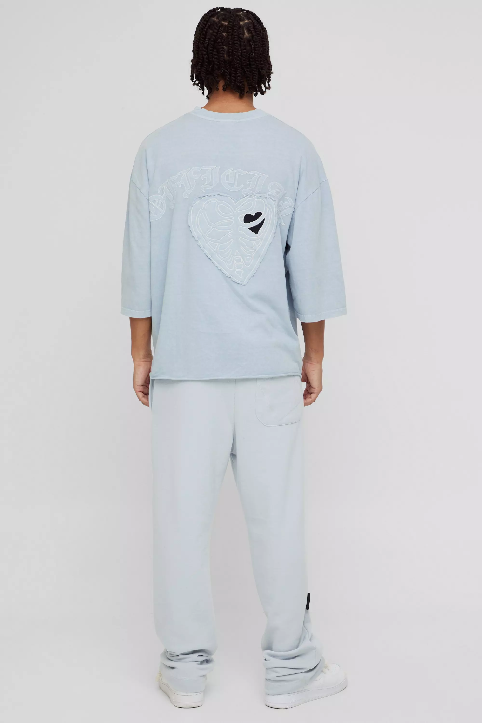 Oversize T-Shirt mit Applikation, Dusty blue alternatives Bild