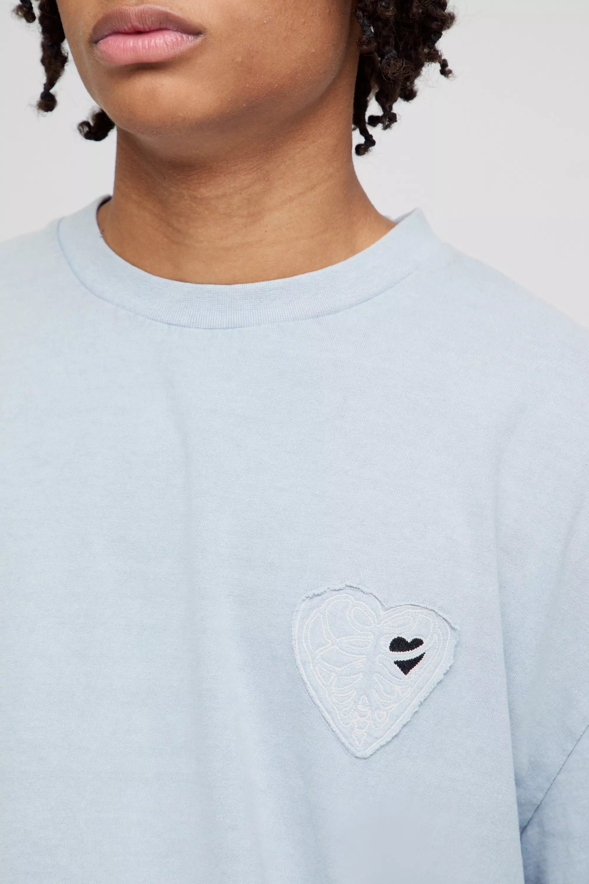 Oversize T-Shirt mit Applikation, Dusty blue alternatives Bild