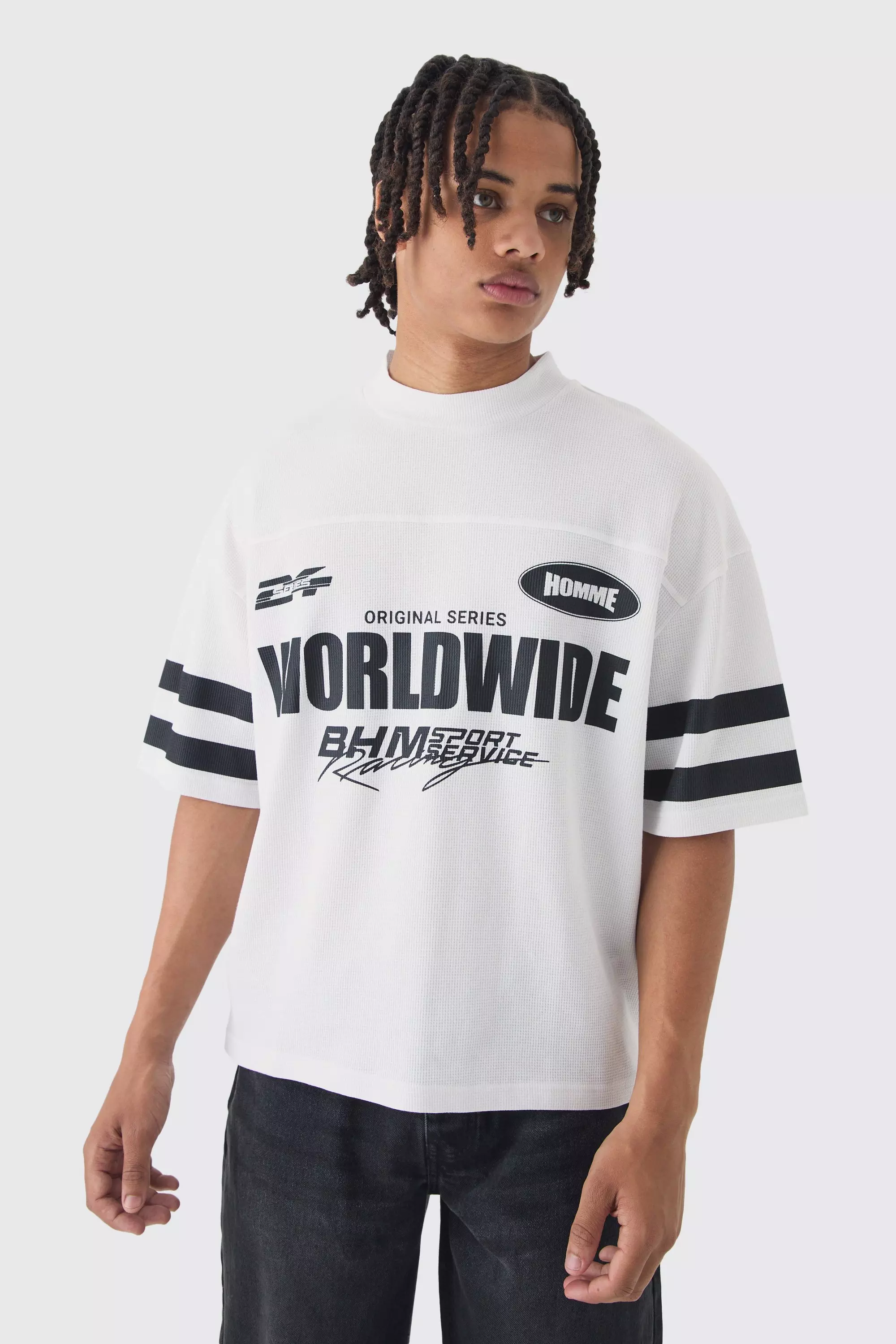 Oversized Boxy Worldwide Waffle T-shirt Ecru