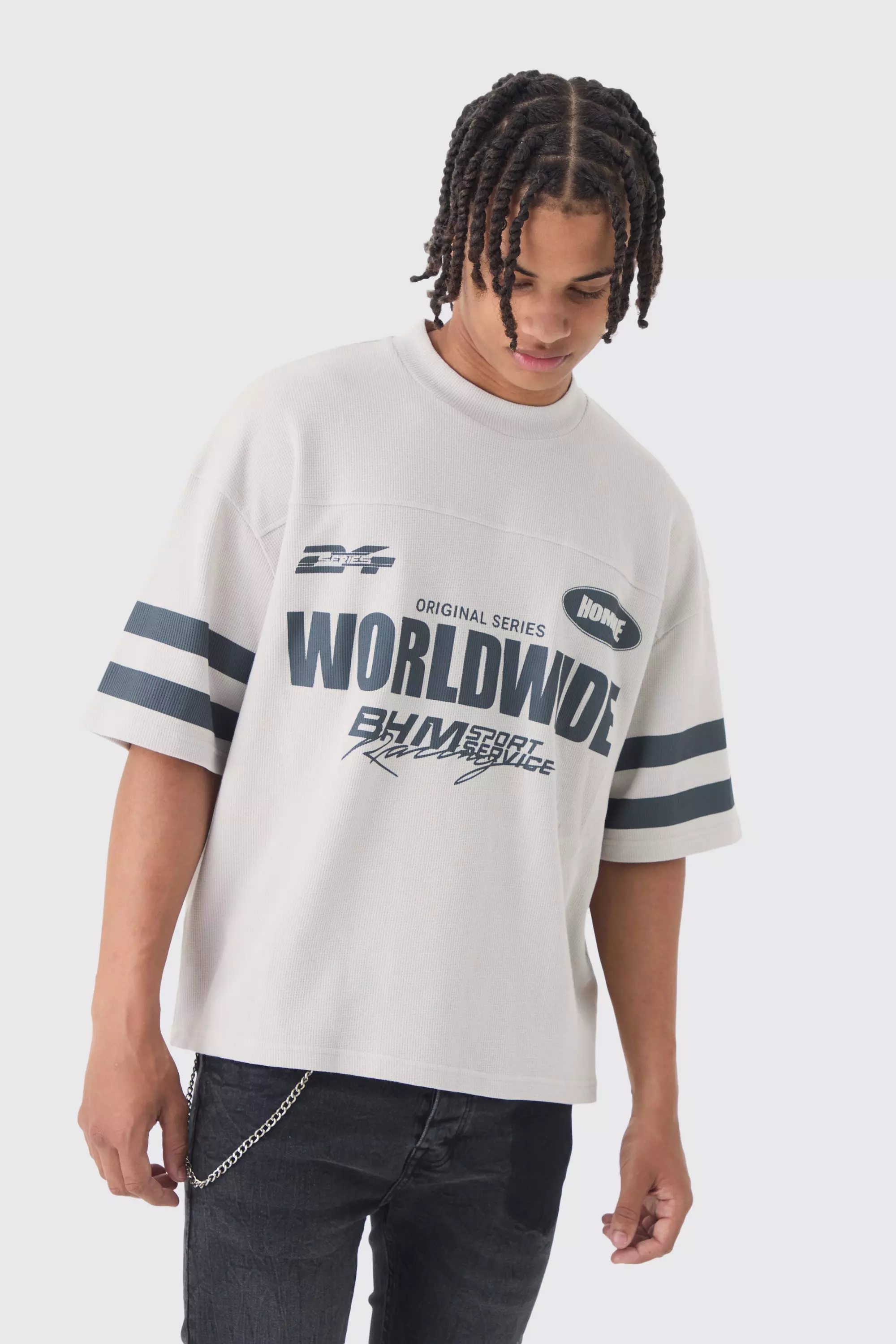 Grey Oversized Boxy Worldwide Waffle T-shirt