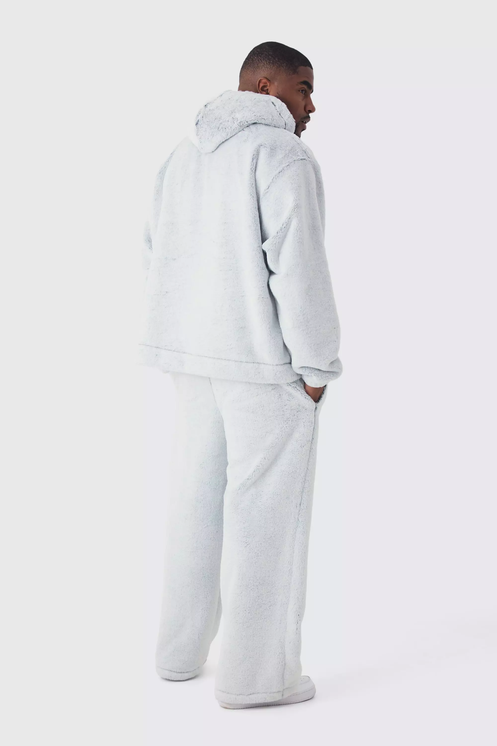 Grey Plus Oversized Boxy Fluffy Two Tone Hoodie alternative image
