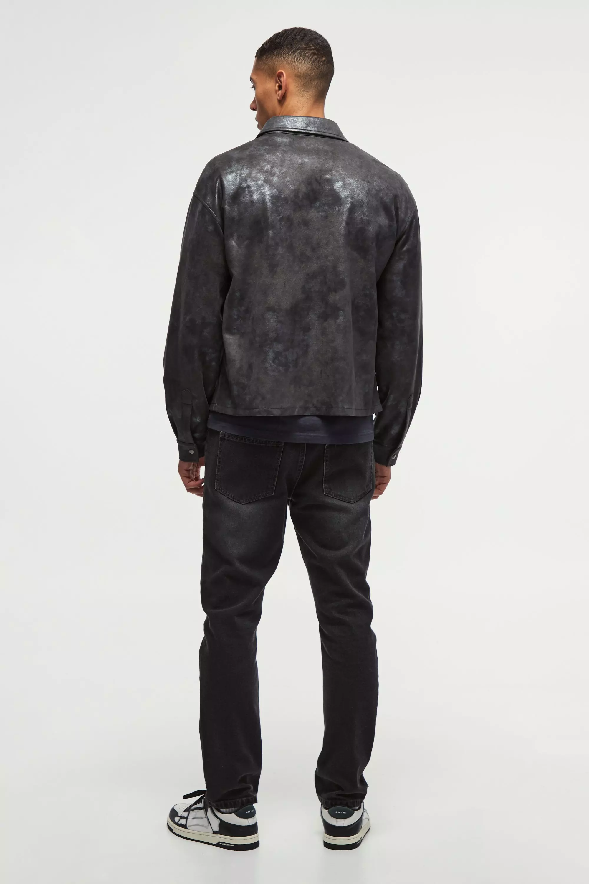 Camicia Squadrata Oversize Metallizzata, Black immagine alternativa