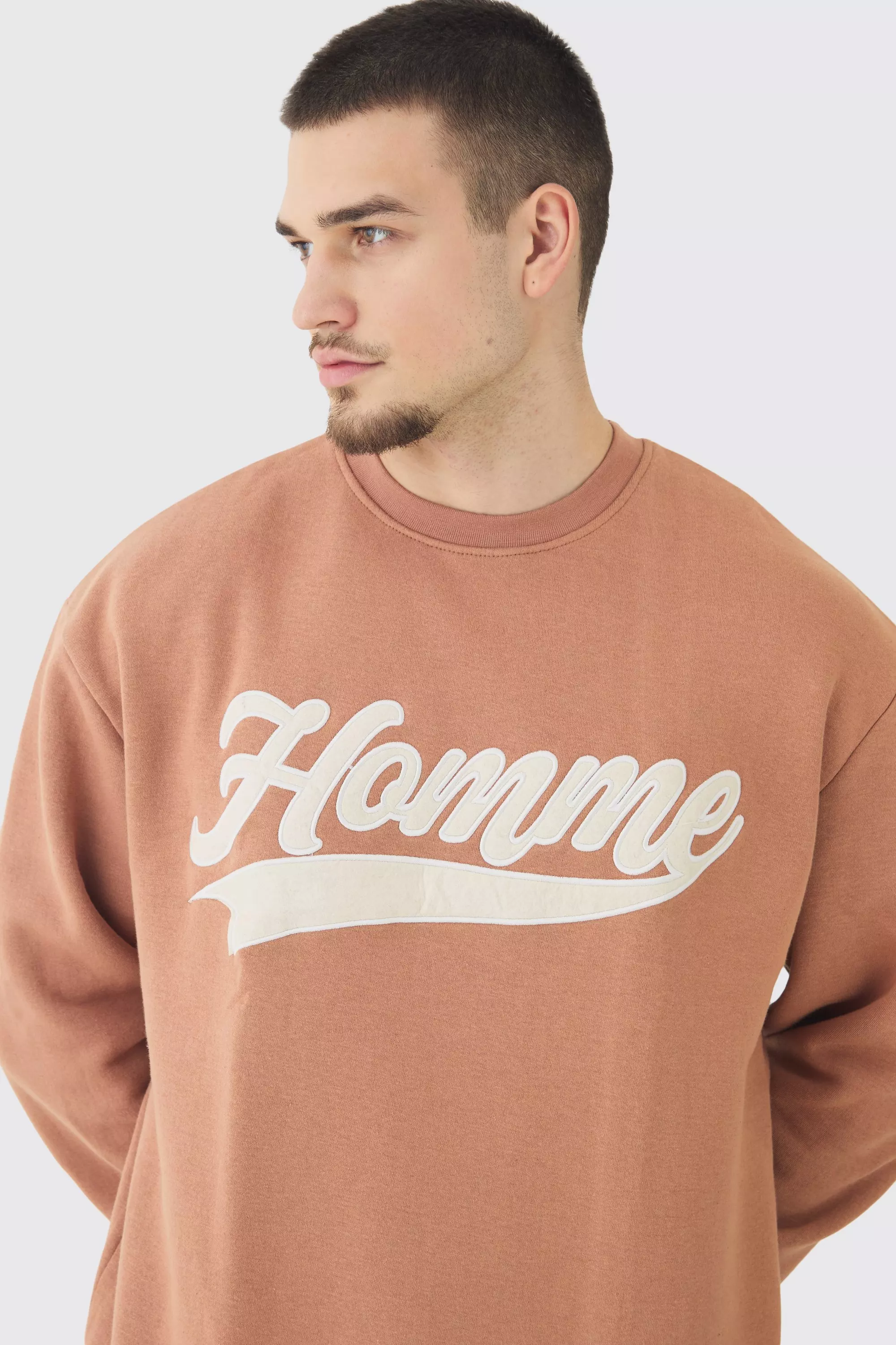 Tall Oversize Sweatshirt mit Homme-Applikation, Maroon alternatives Bild