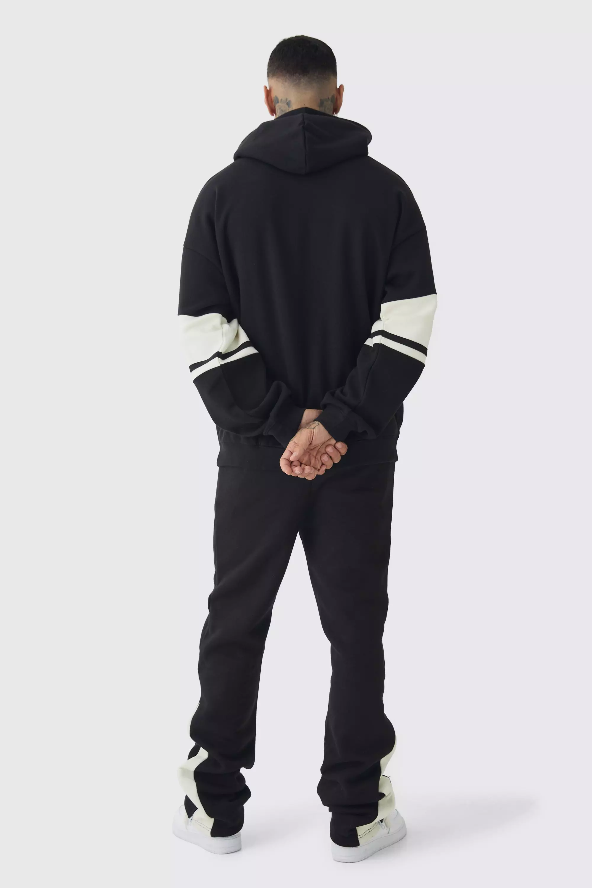 Black Tall Slim Flared Varsity Gusset Sweatpants alternative image
