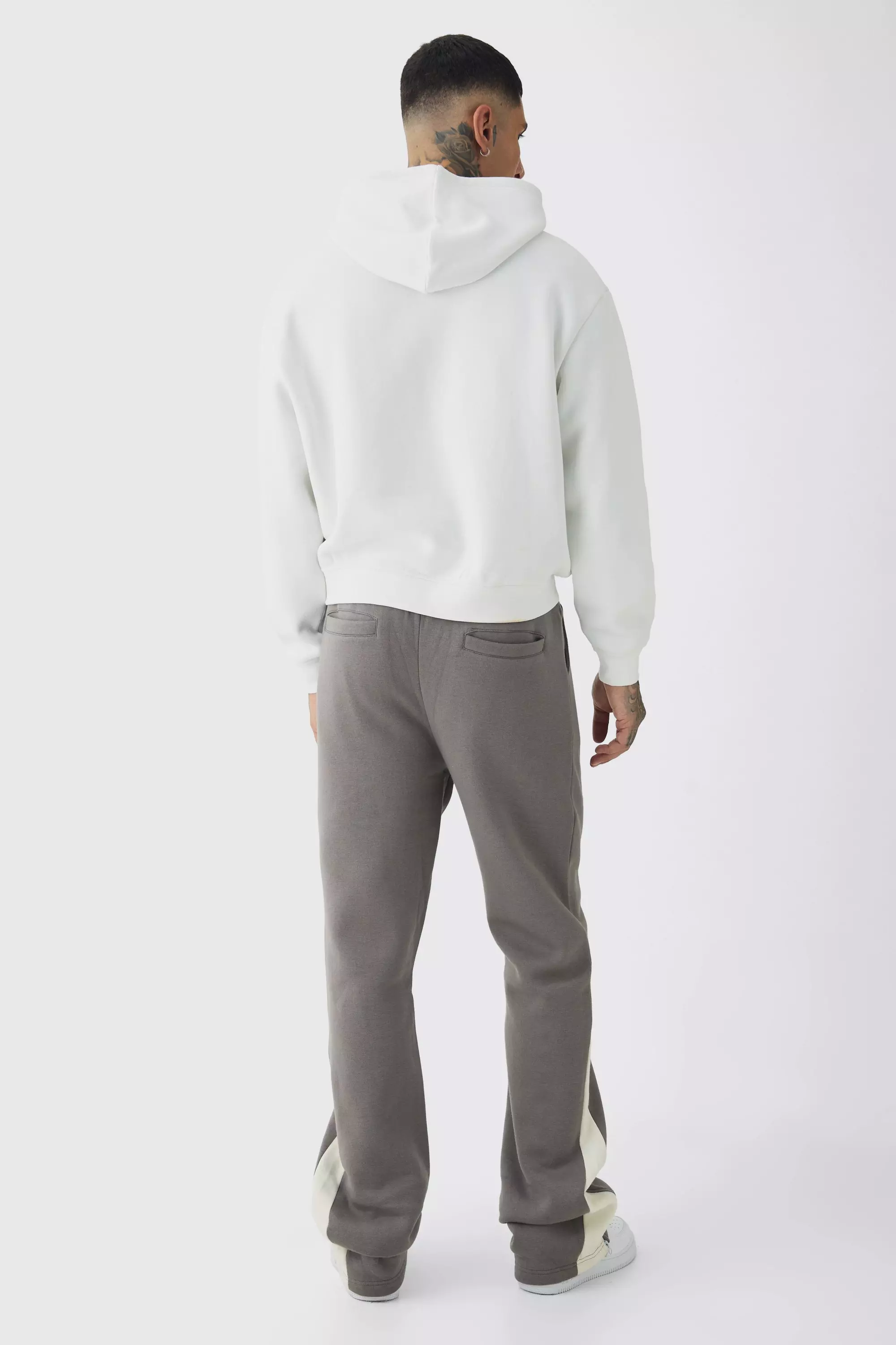 Grey Tall Slim Flared Varsity Gusset Sweatpants alternative image