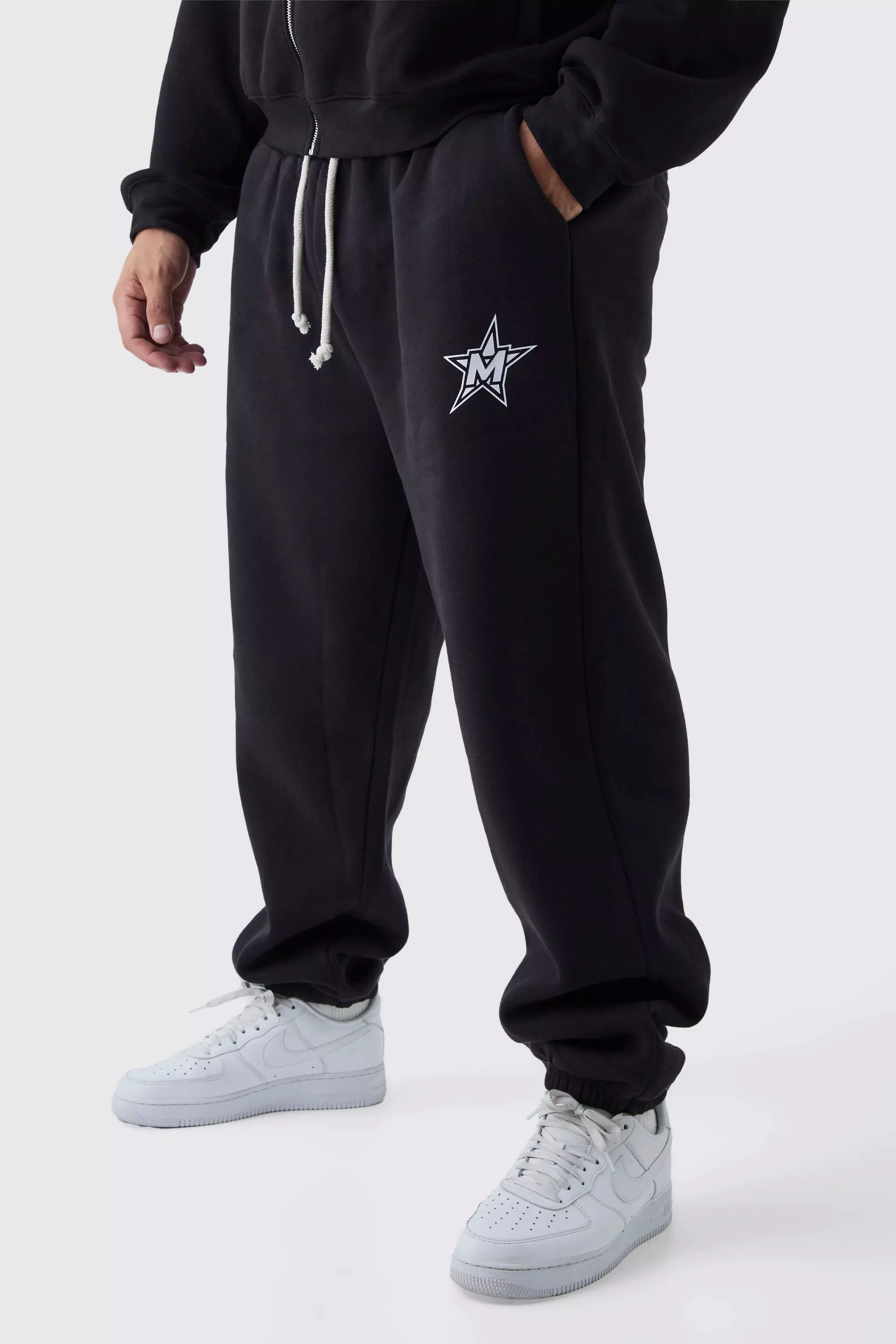 Black Plus Relaxed M Print Rope Drawcord Joggers alternative image