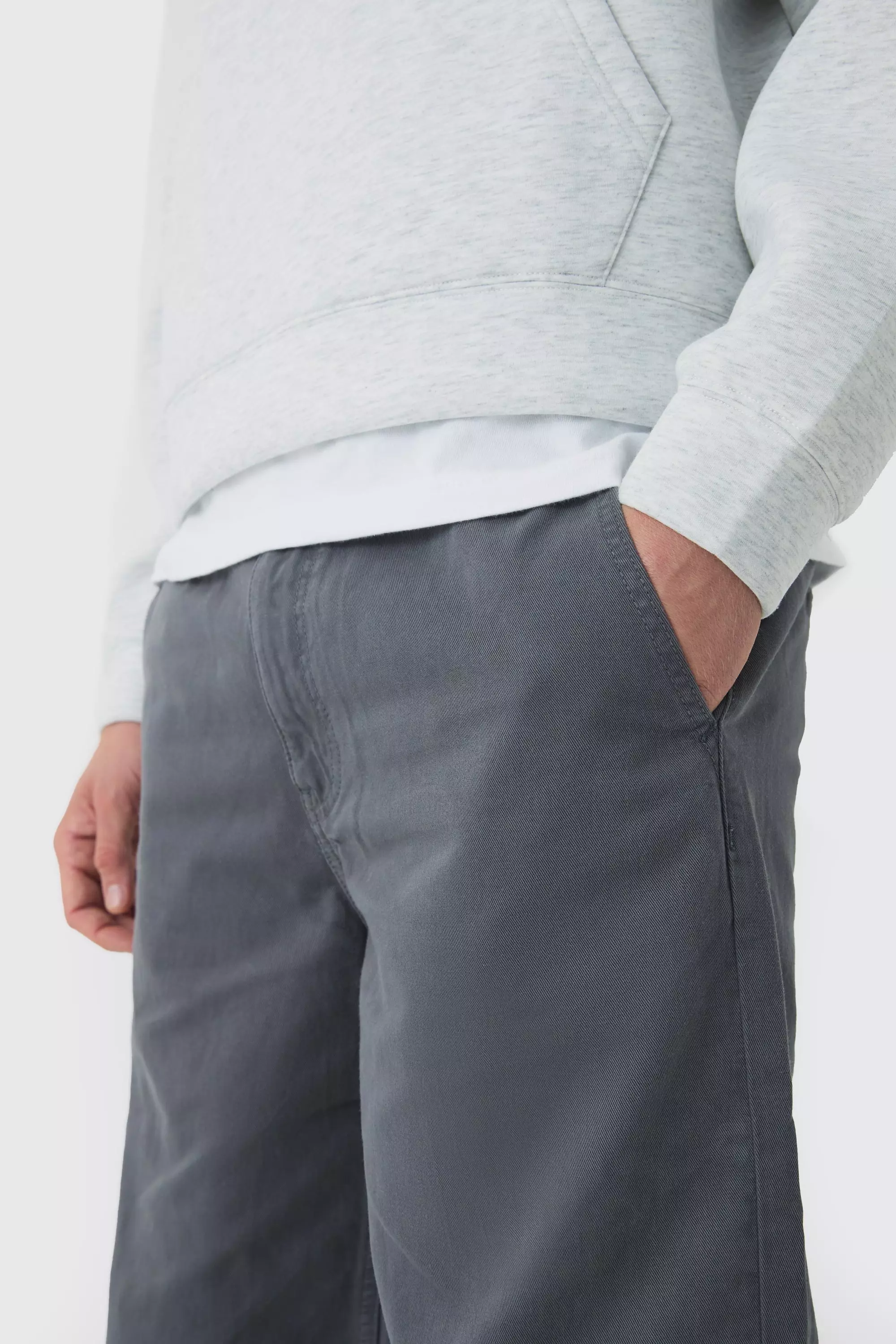 Lockere Chino-Hose mit elastischem Bund, Charcoal alternatives Bild