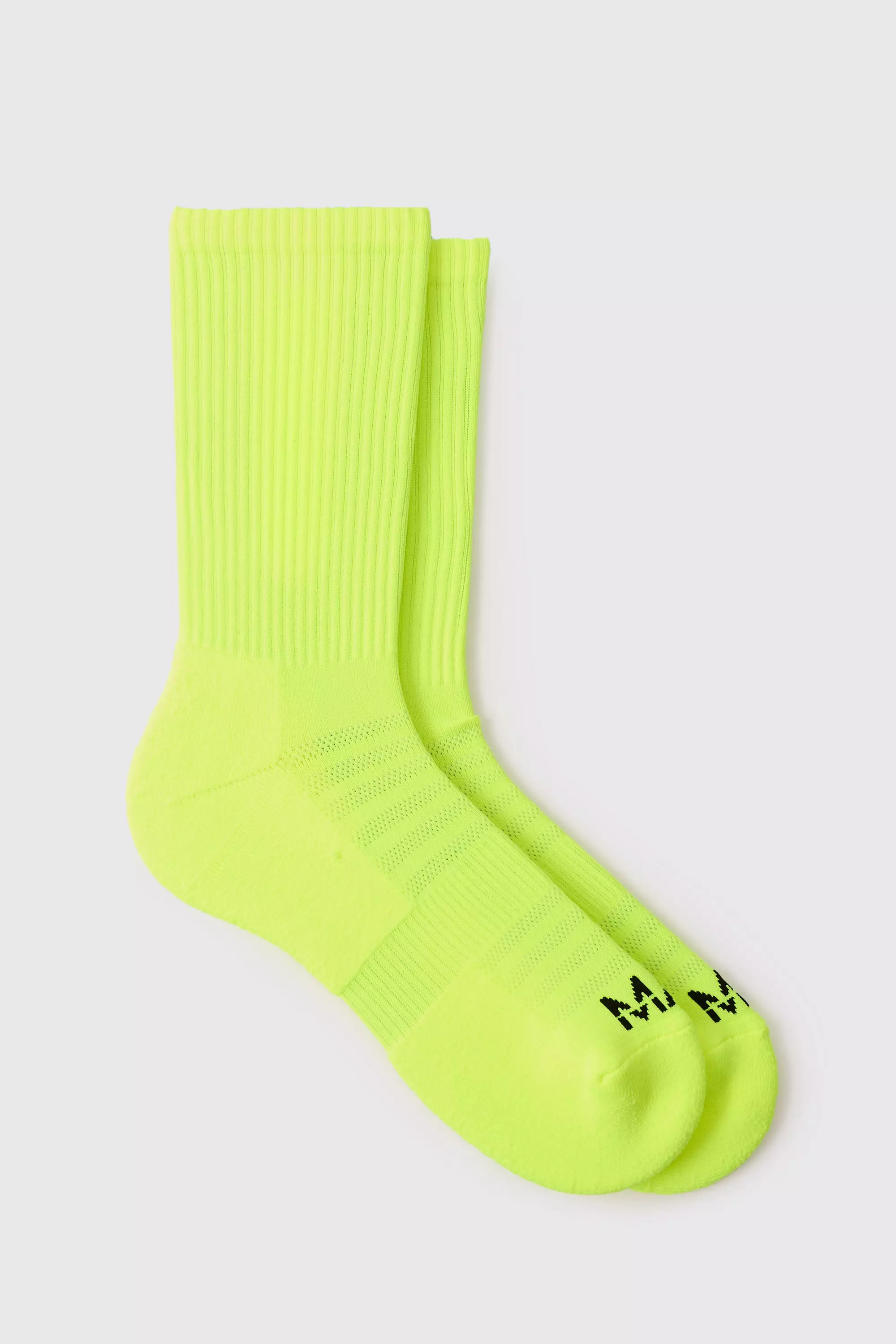 Man Active Neon Running Crew Sock Yellow