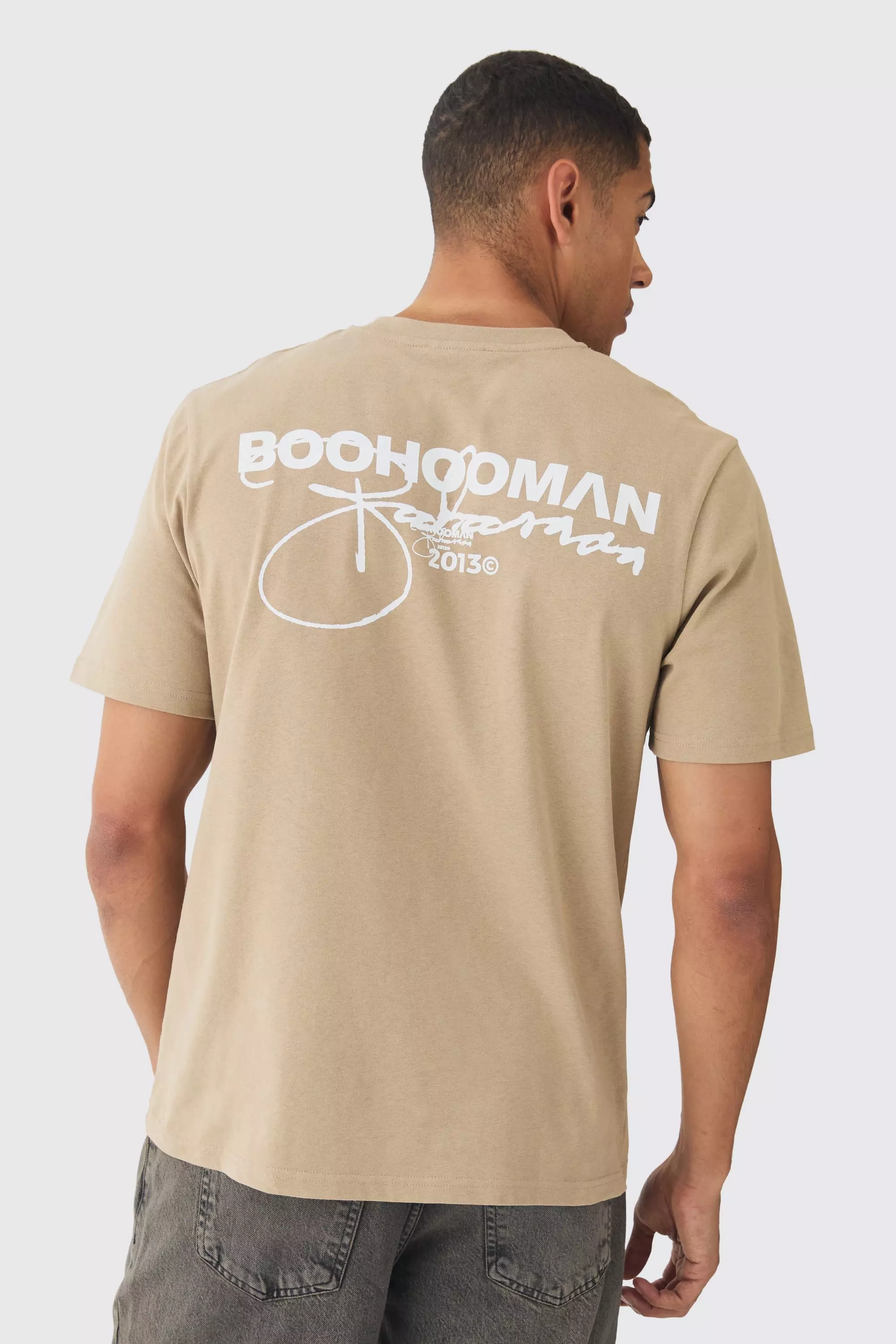 Taupe Beige Boohooman Graphic T-shirt