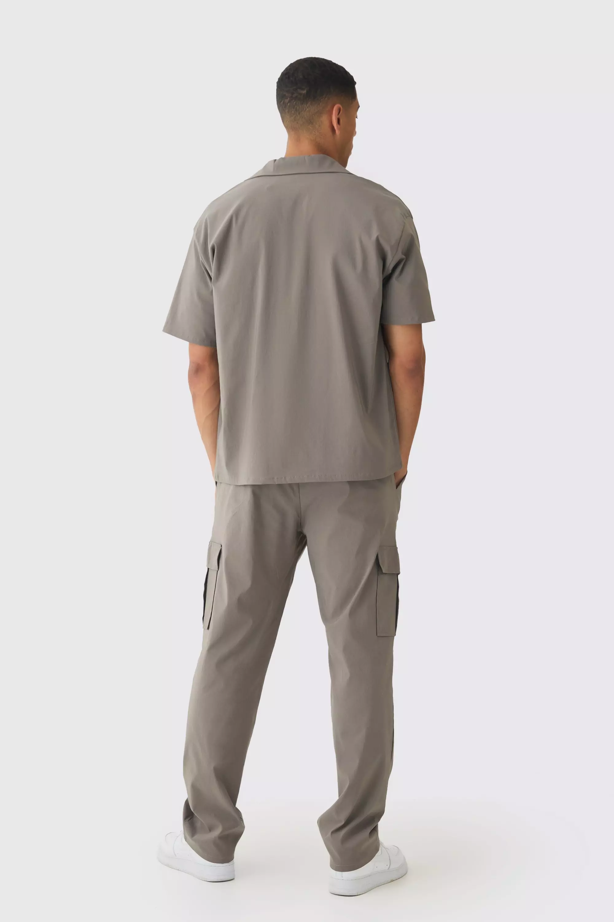 Oversized Revere Bengaline Shirt & Cargo Pants Set | boohooMAN USA