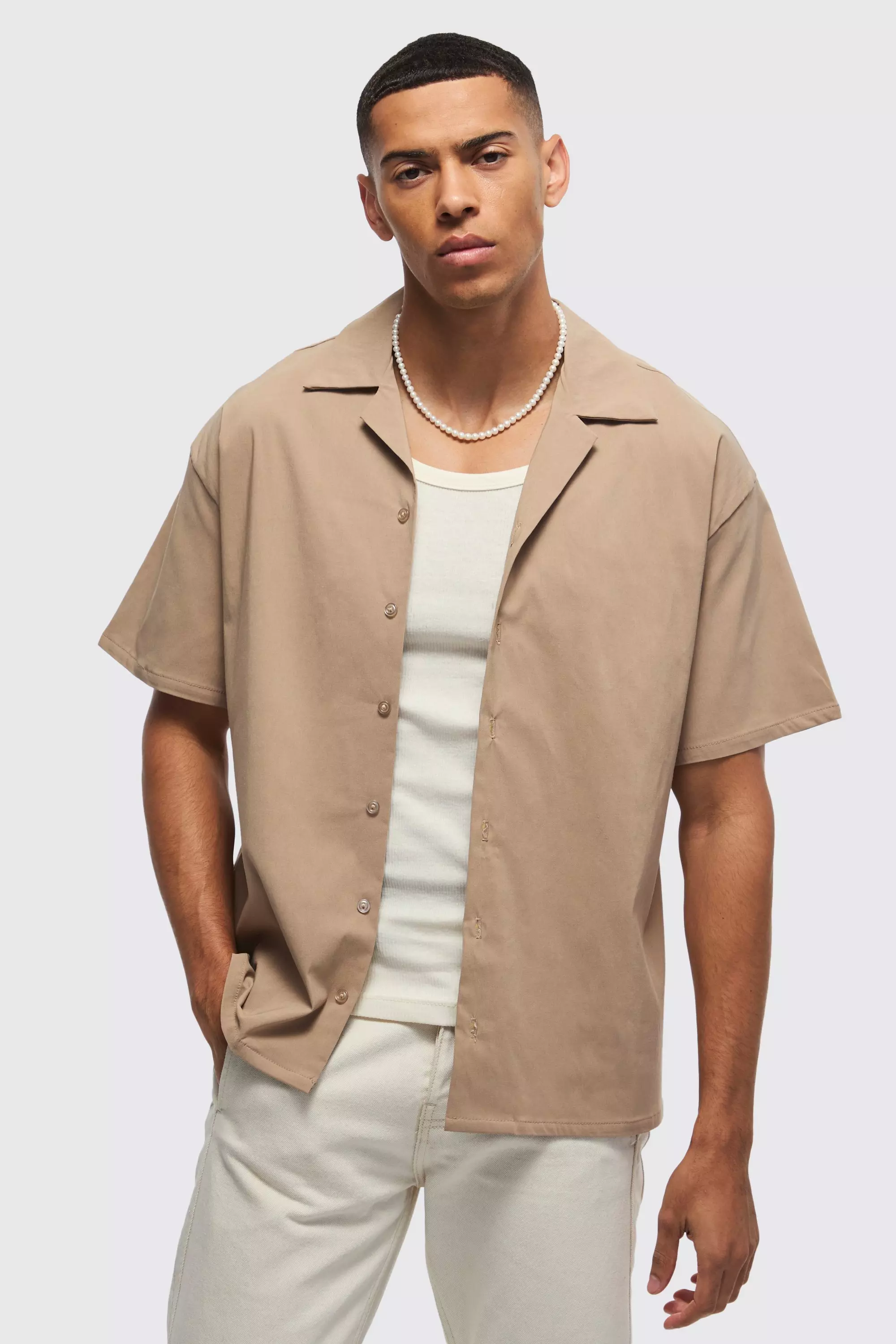 Stone Oversized Revere Bengaline Shirt alternative image