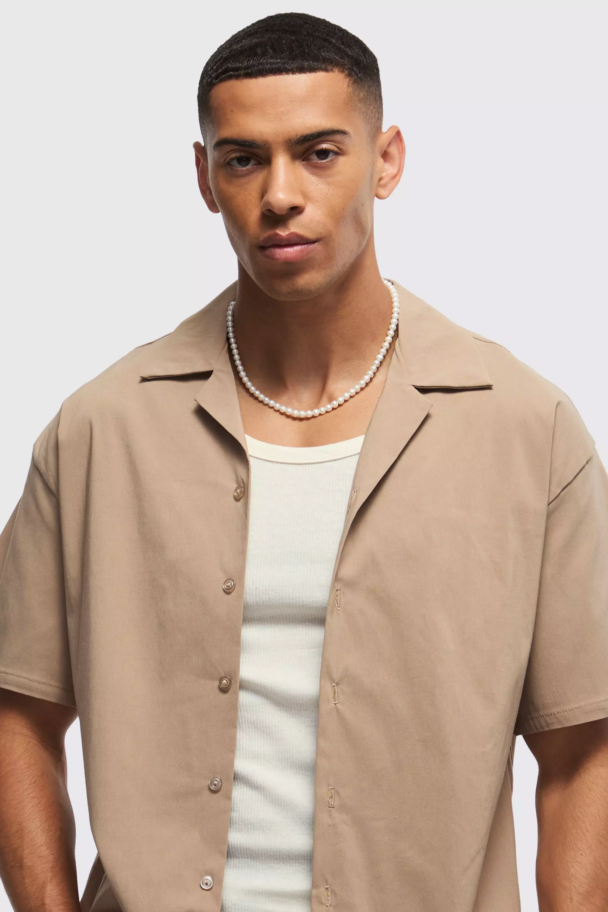 Stone Oversized Revere Bengaline Shirt alternative image