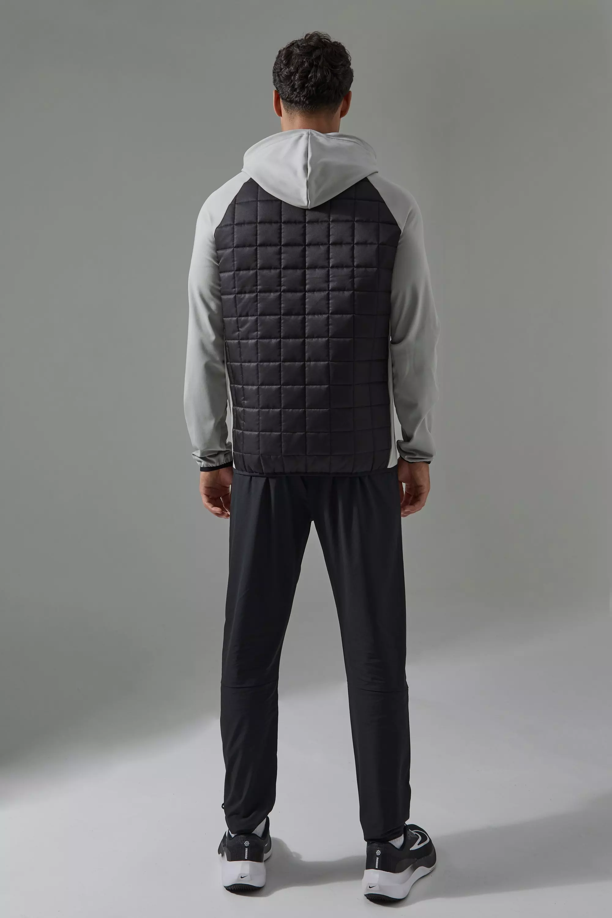 Grey Man Active Check Quilted Zip Through Hoodie alternative image