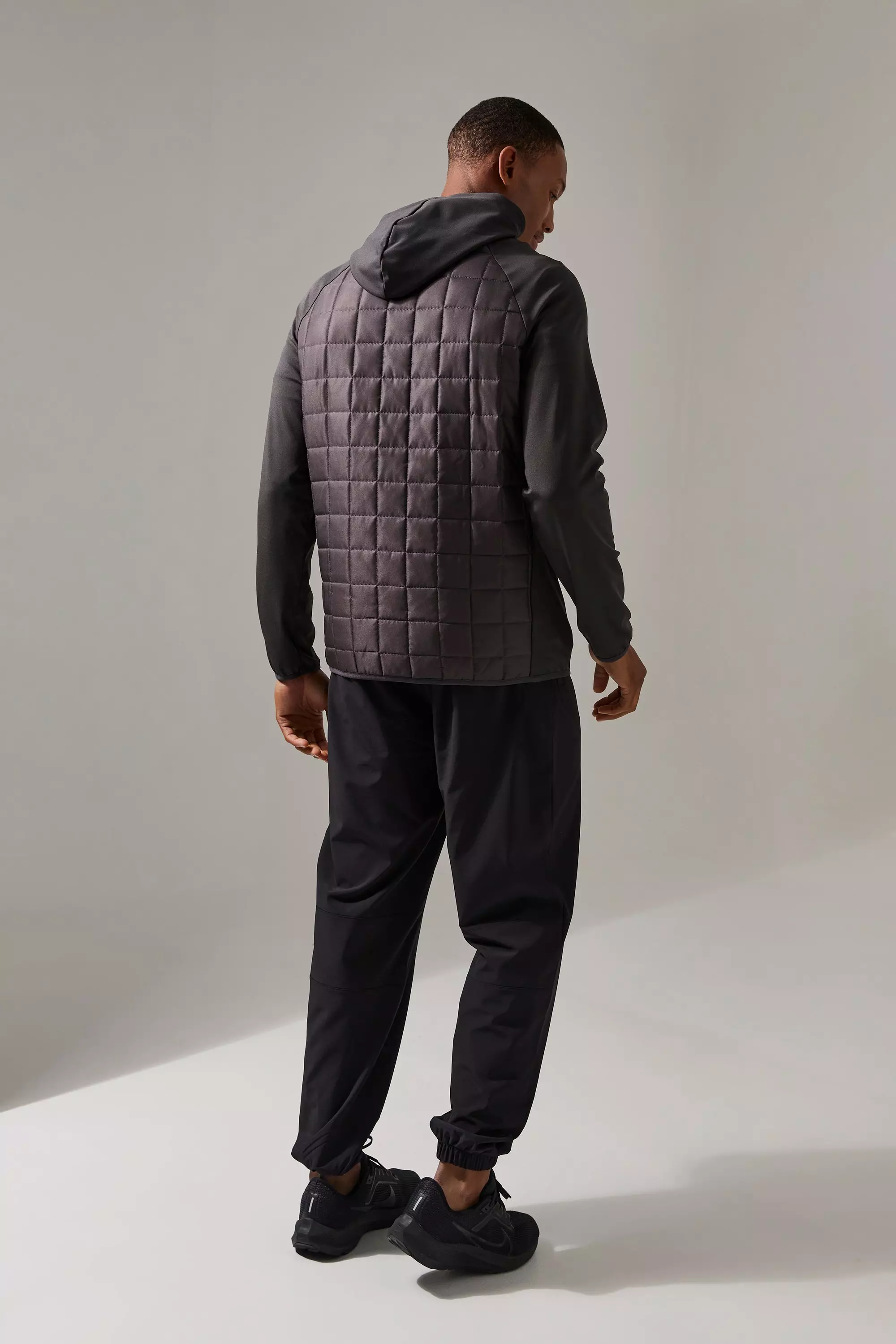 Charcoal Man Active Check Quilted Zip Through Hoodie alternative image