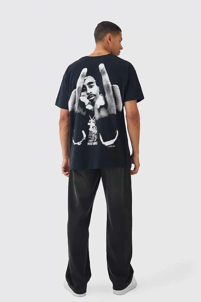 Oversized Tupac License Print T-Shirt | boohooMAN USA Oversized Tupac License Print T-Shirt | boohooMAN USA