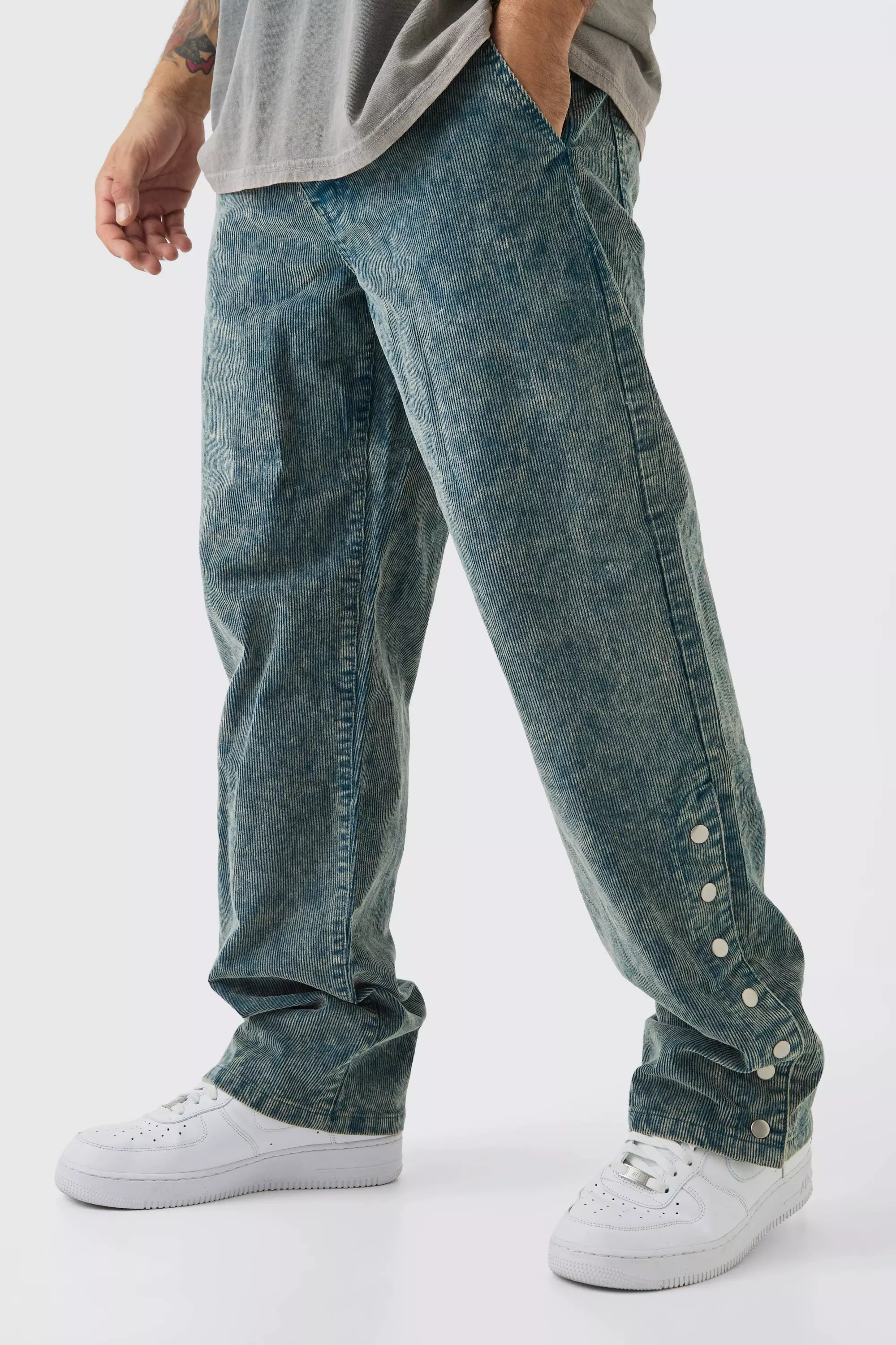 Pantalon large délavé en velours côtelé, Navy autre image