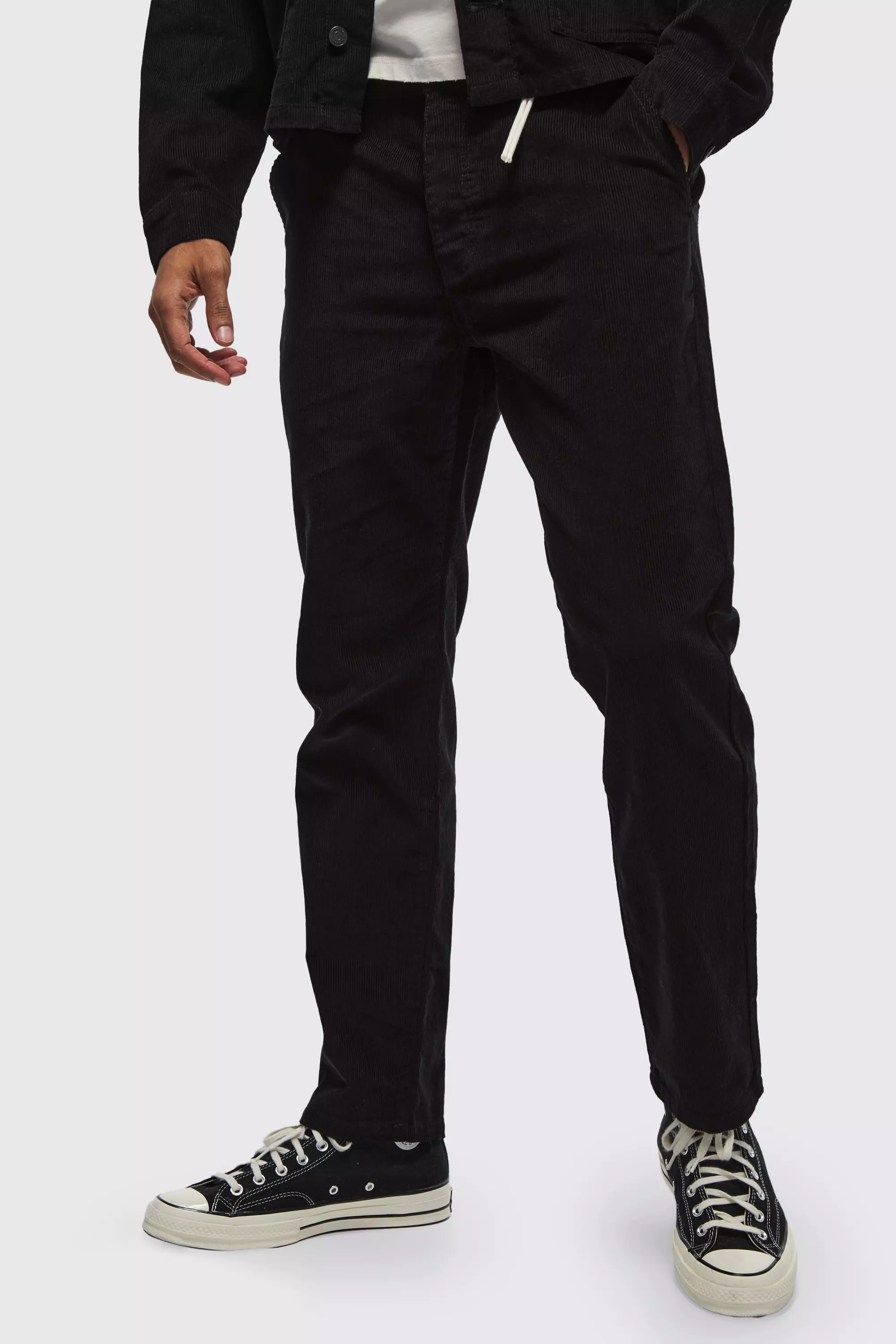 Pantalon fuselé en velours côtelé, Black autre image