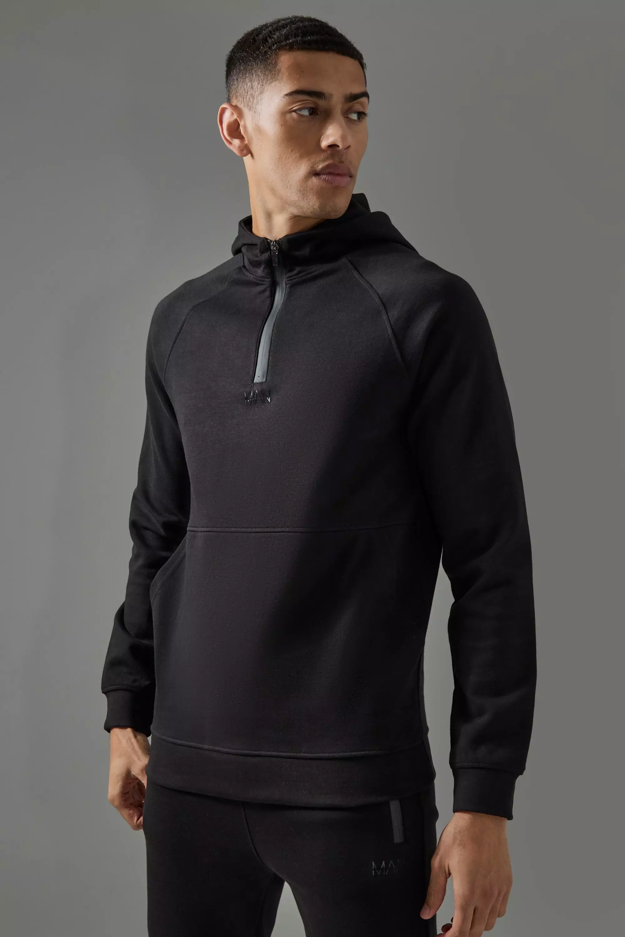 Black Man Active Pro Fleece Reg Fit 1/4 Zip Hoodie alternative image