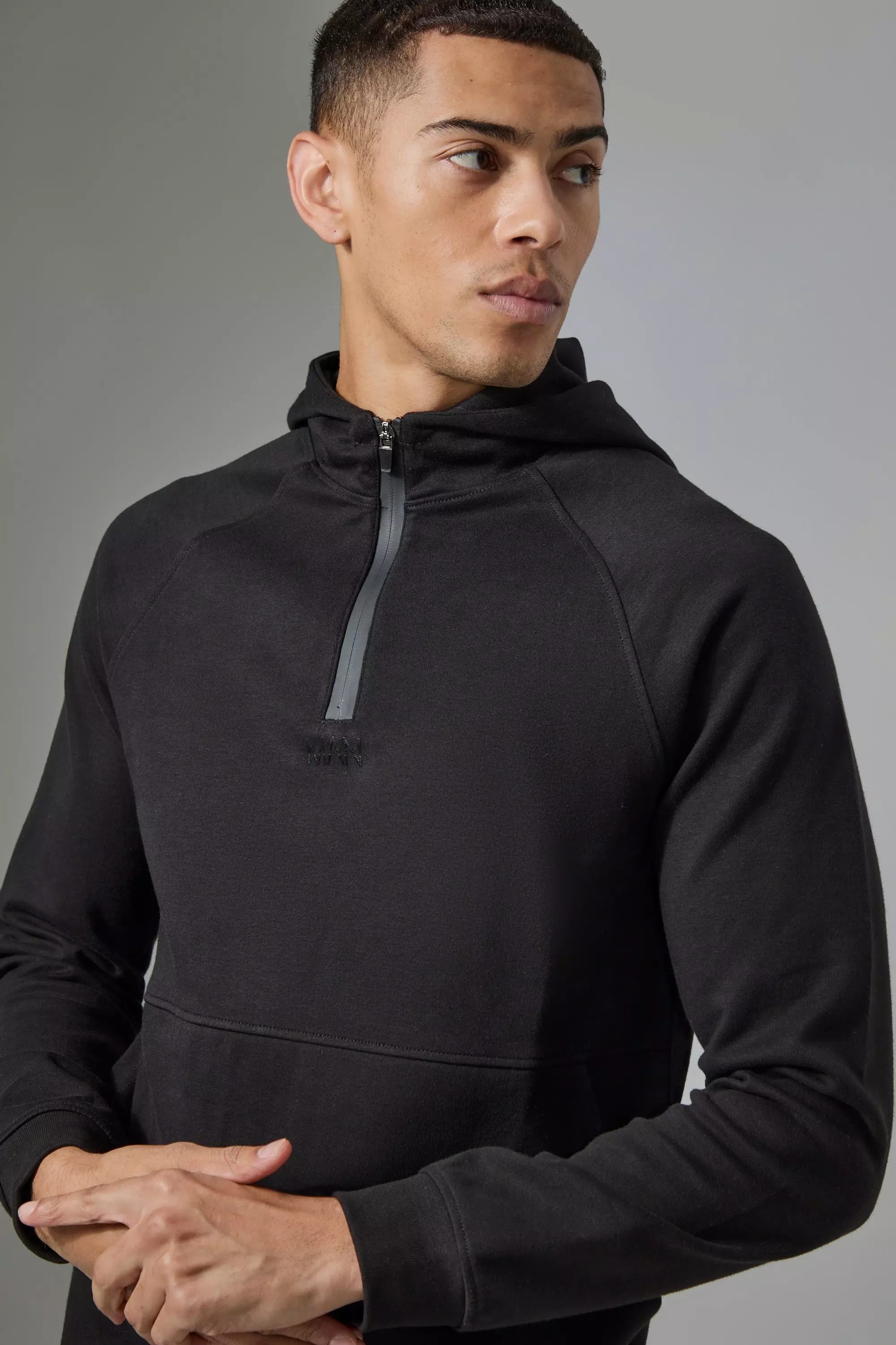 Black Man Active Pro Fleece Reg Fit 1/4 Zip Hoodie alternative image