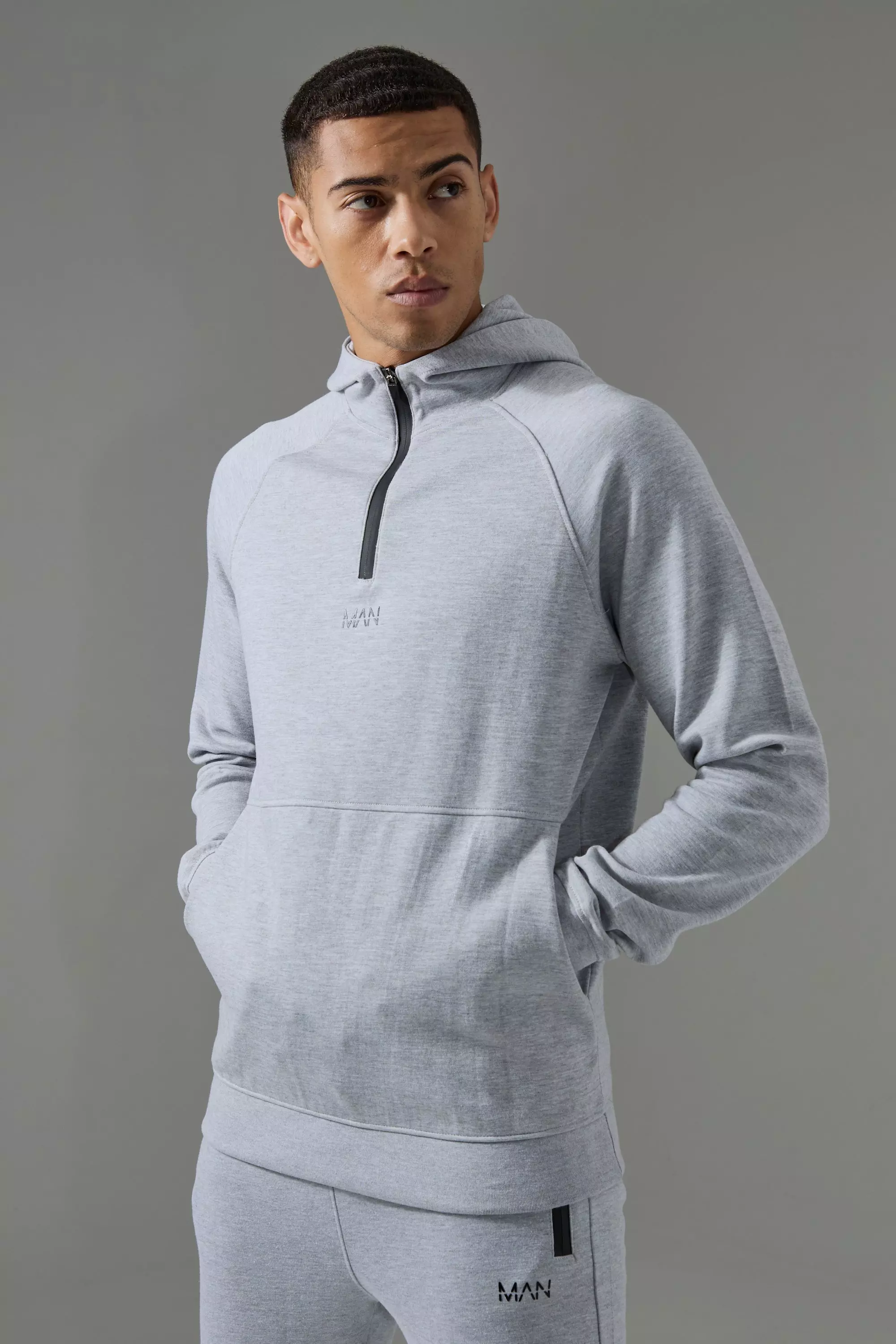 Grey Man Active Pro Fleece Reg Fit 1/4 Zip Hoodie