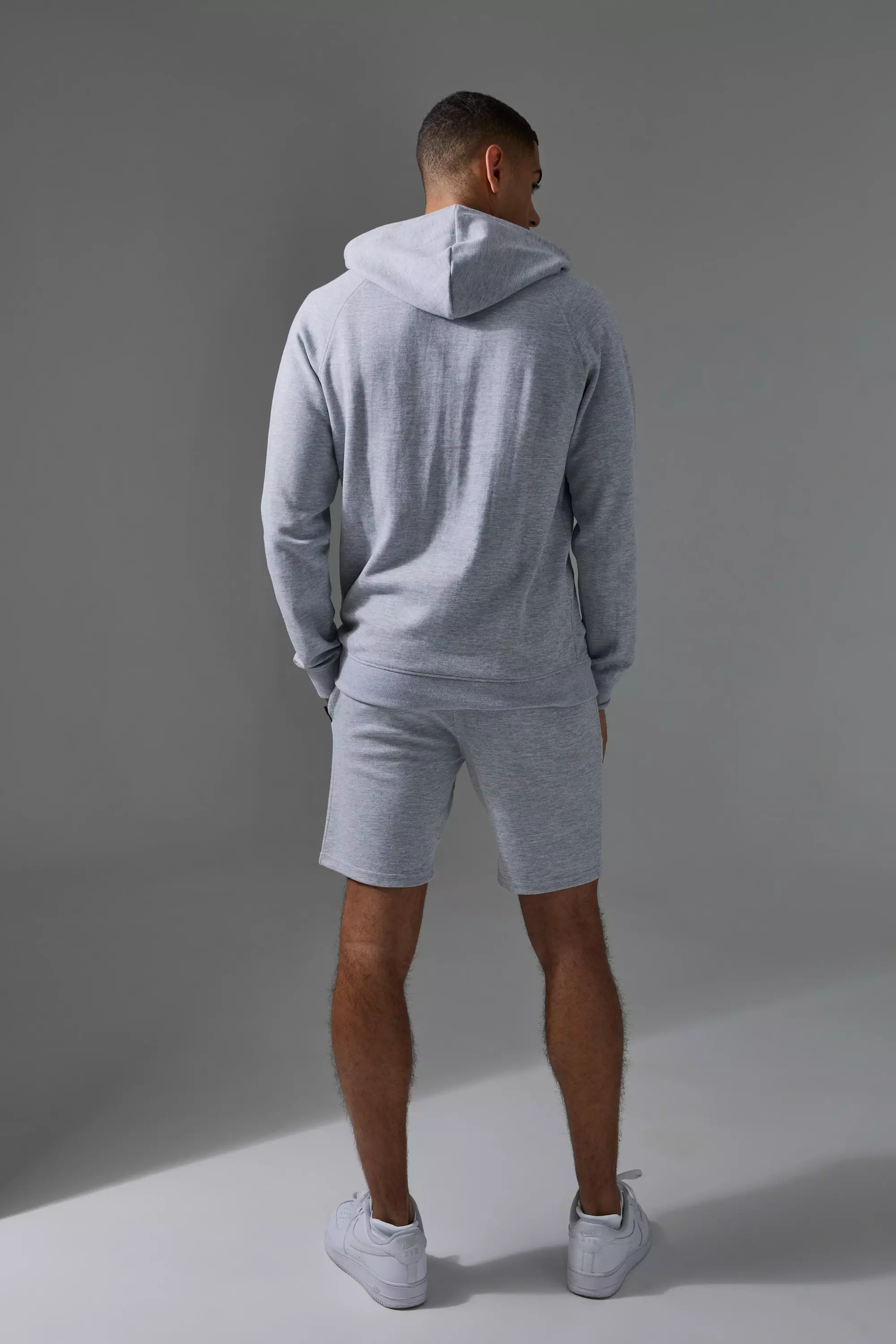 Man Active Pro Fleece Reg Fit Hoodie Short Tracksuit boohooMAN USA