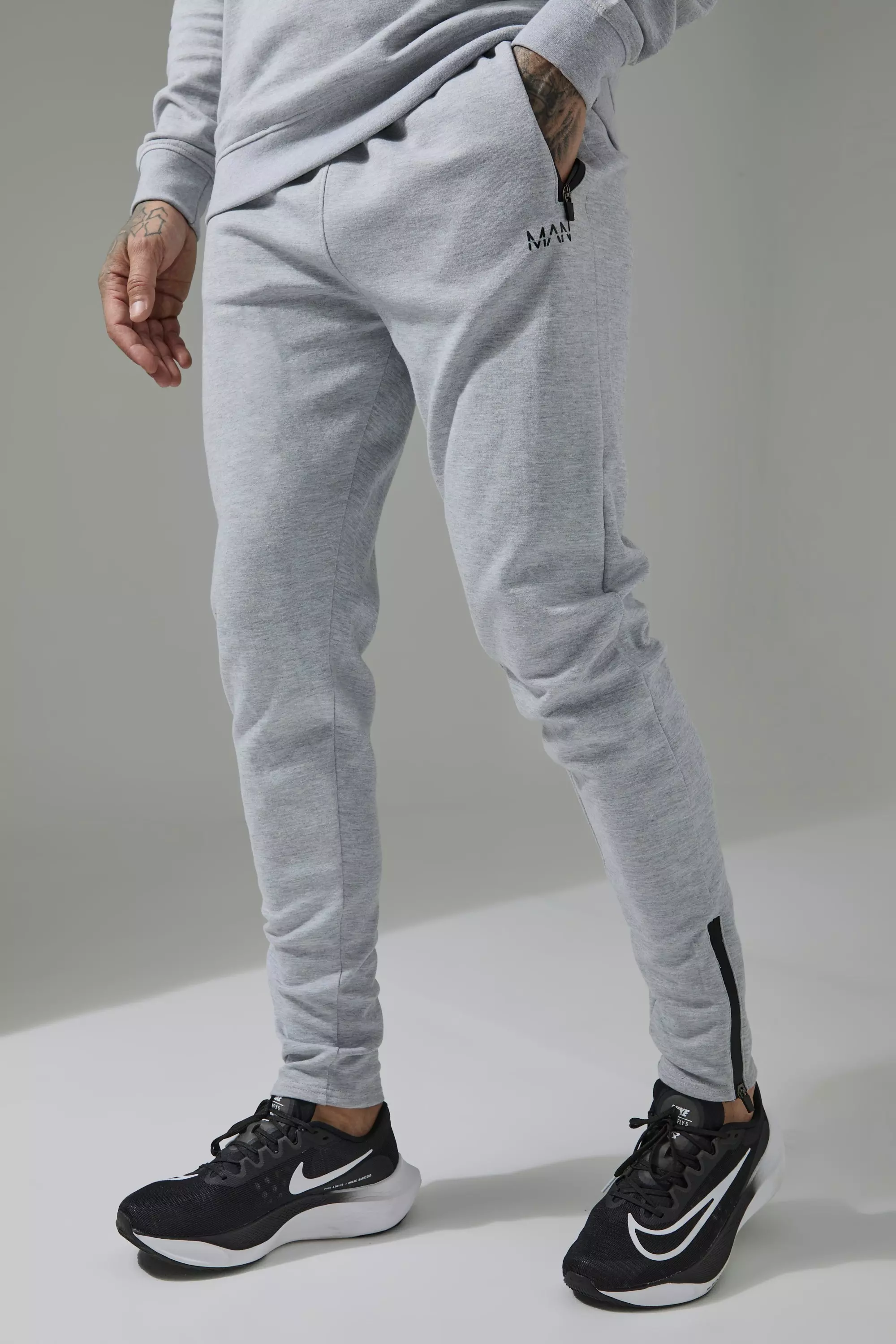 Mens grey joggers skinny sale