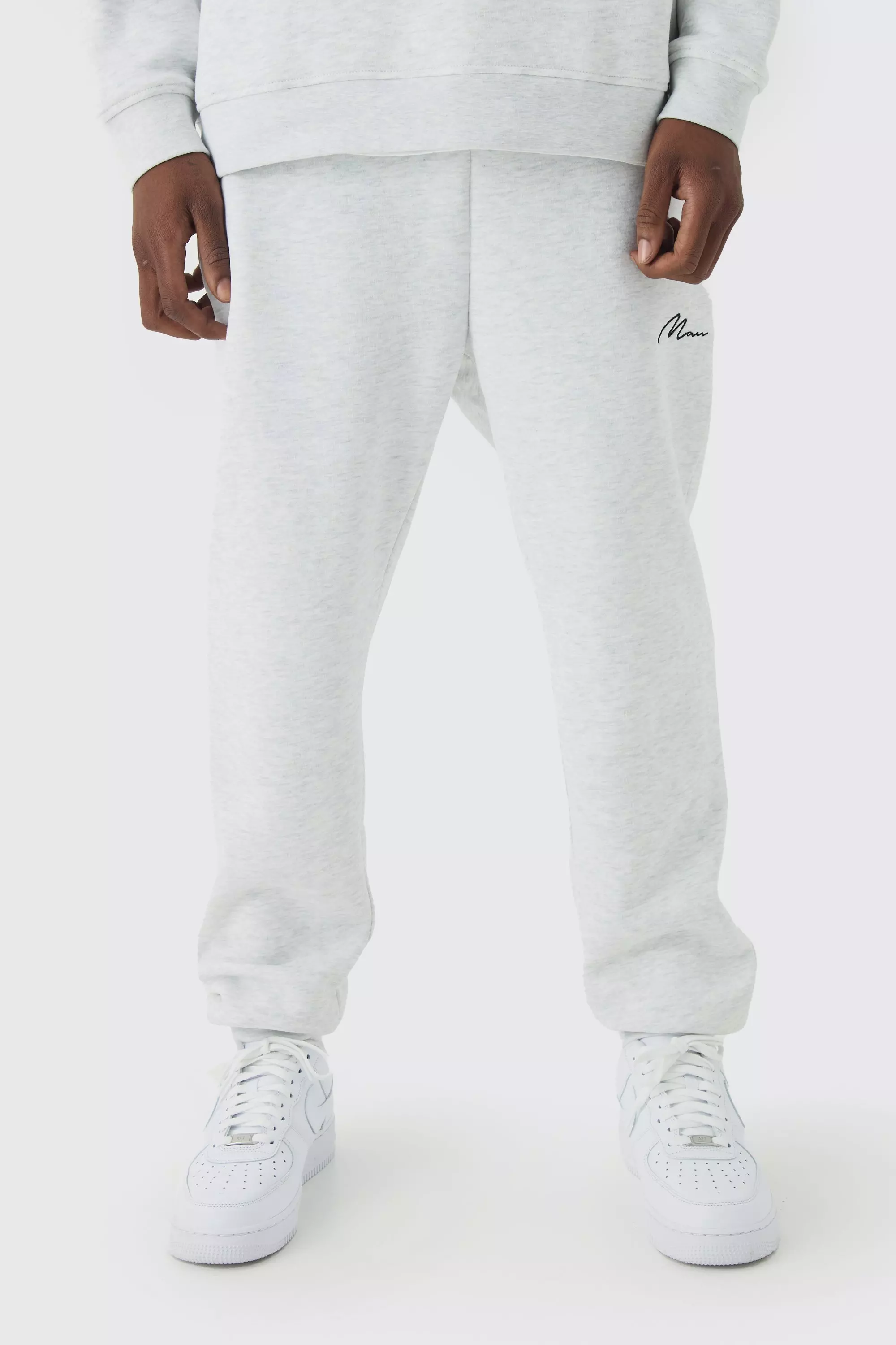 330GSM Man Signature Regular Fit Sweatpants Grey marl