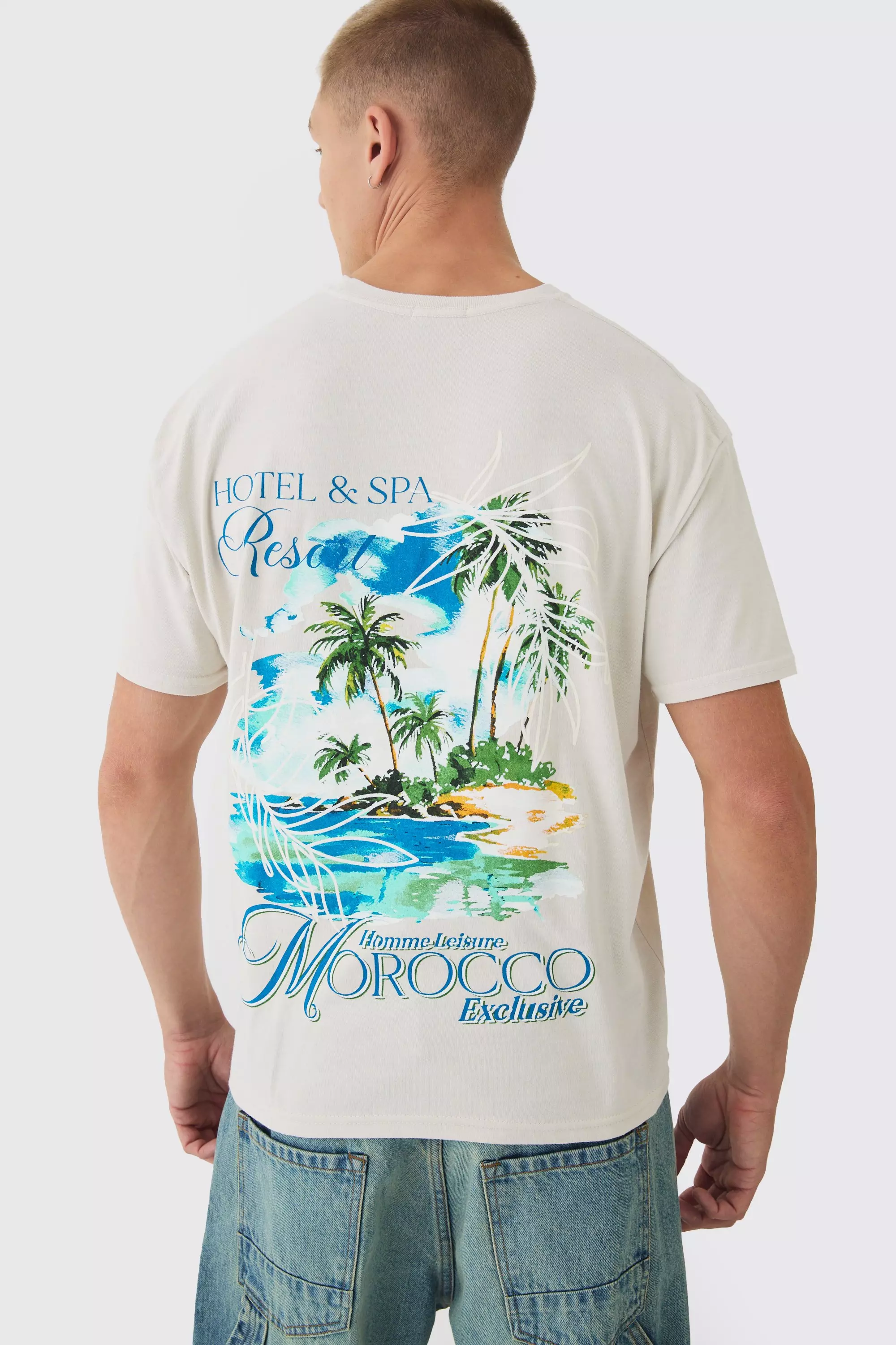 Ecru Oversized Boxy Morocco T-Shirt alternatieve afbeelding