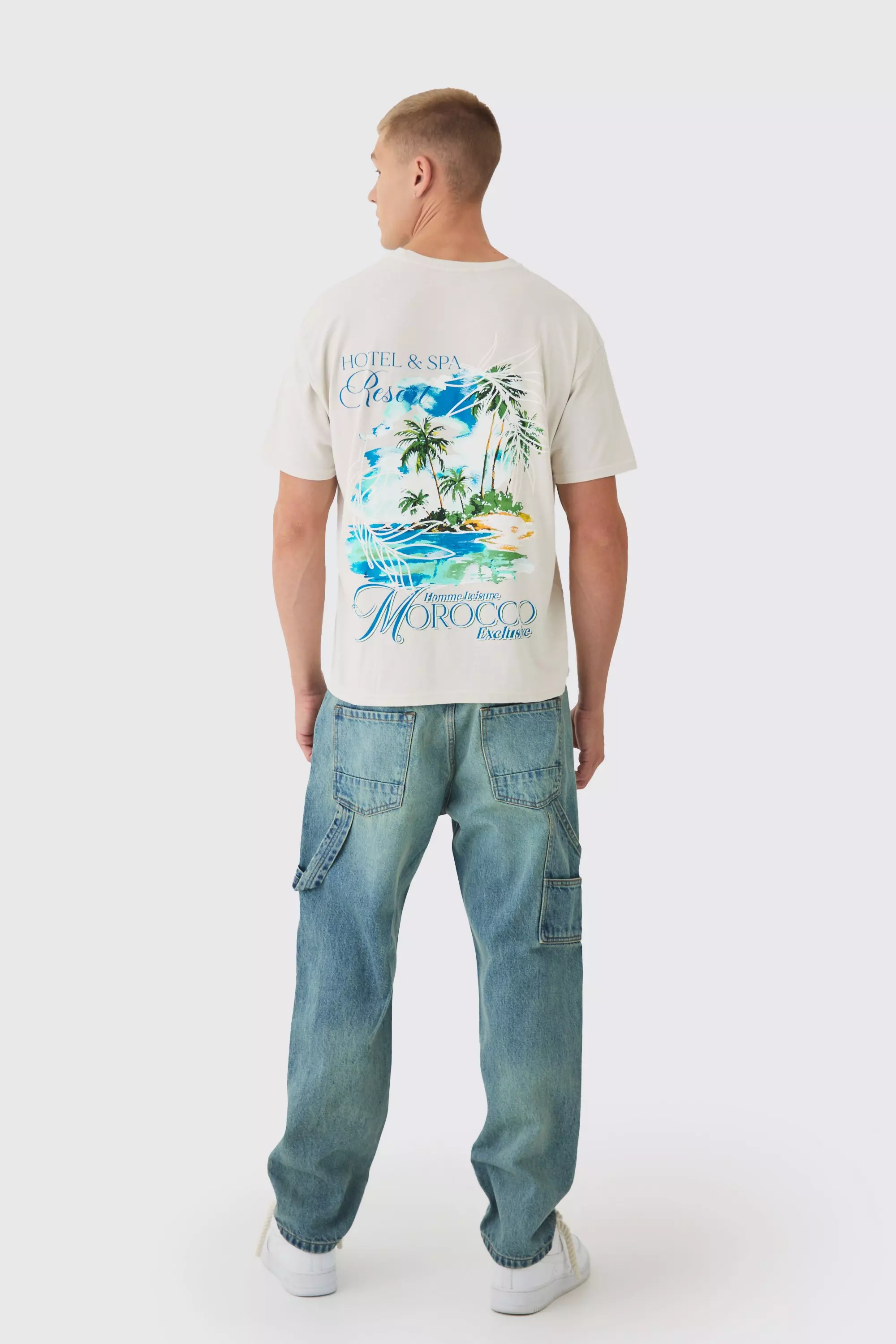 Ecru Oversized Boxy Morocco T-Shirt alternatieve afbeelding