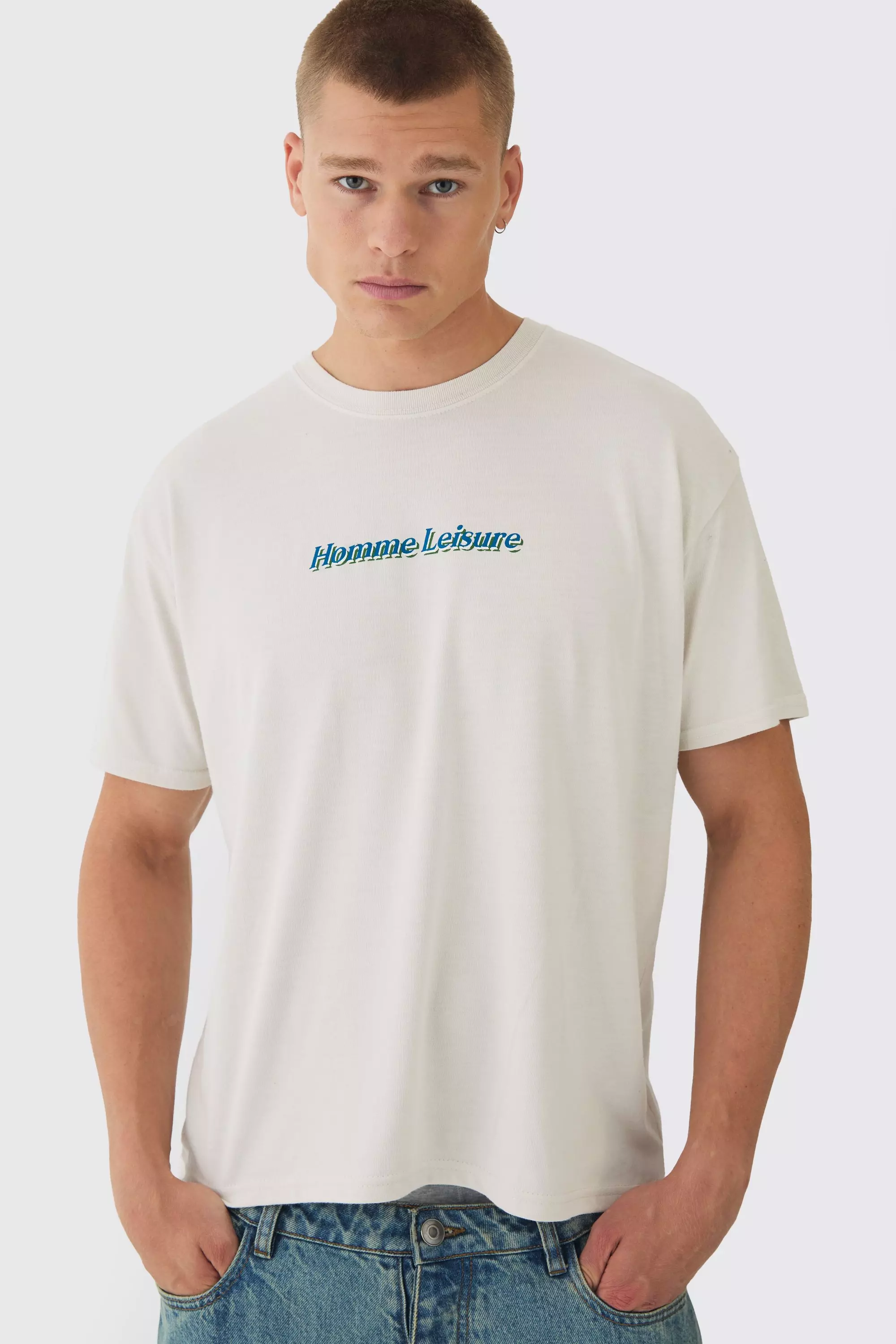 Ecru Oversized Boxy Morocco T-Shirt alternatieve afbeelding