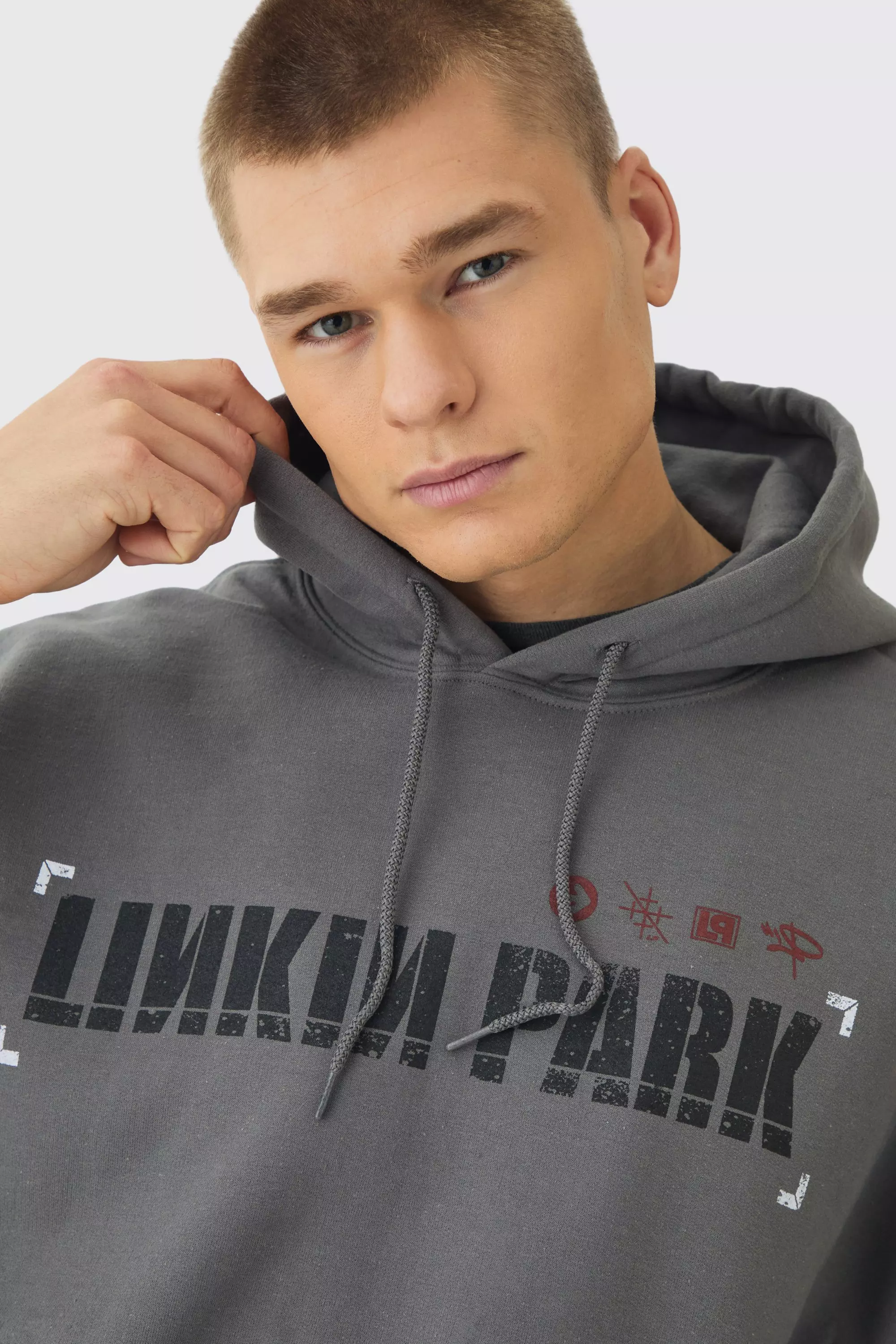 Oversized Linkin Park Wash License Hoodie boohooMAN UK