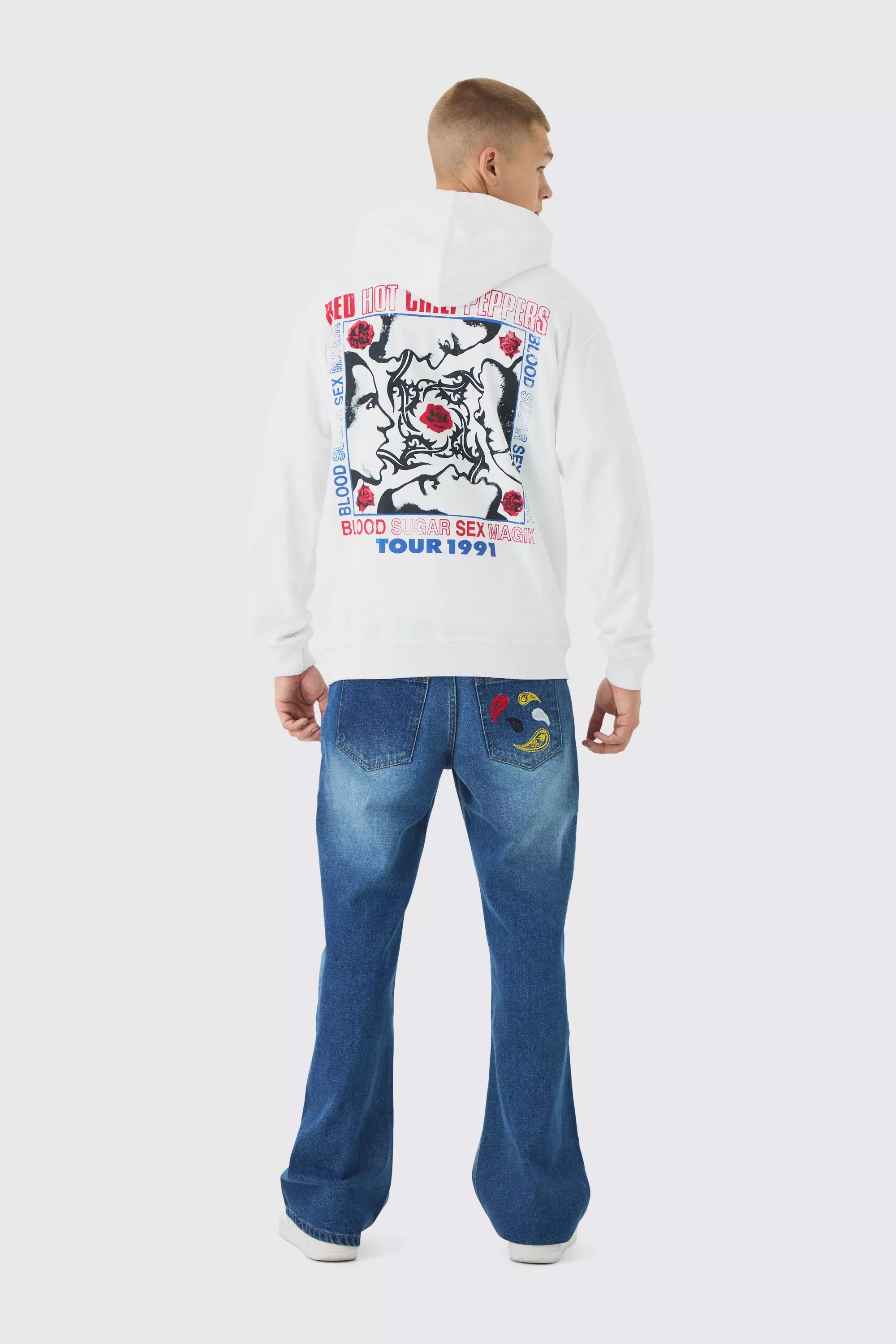 Oversized Red Hot Chili Peppers License Print Hoodie boohooMAN