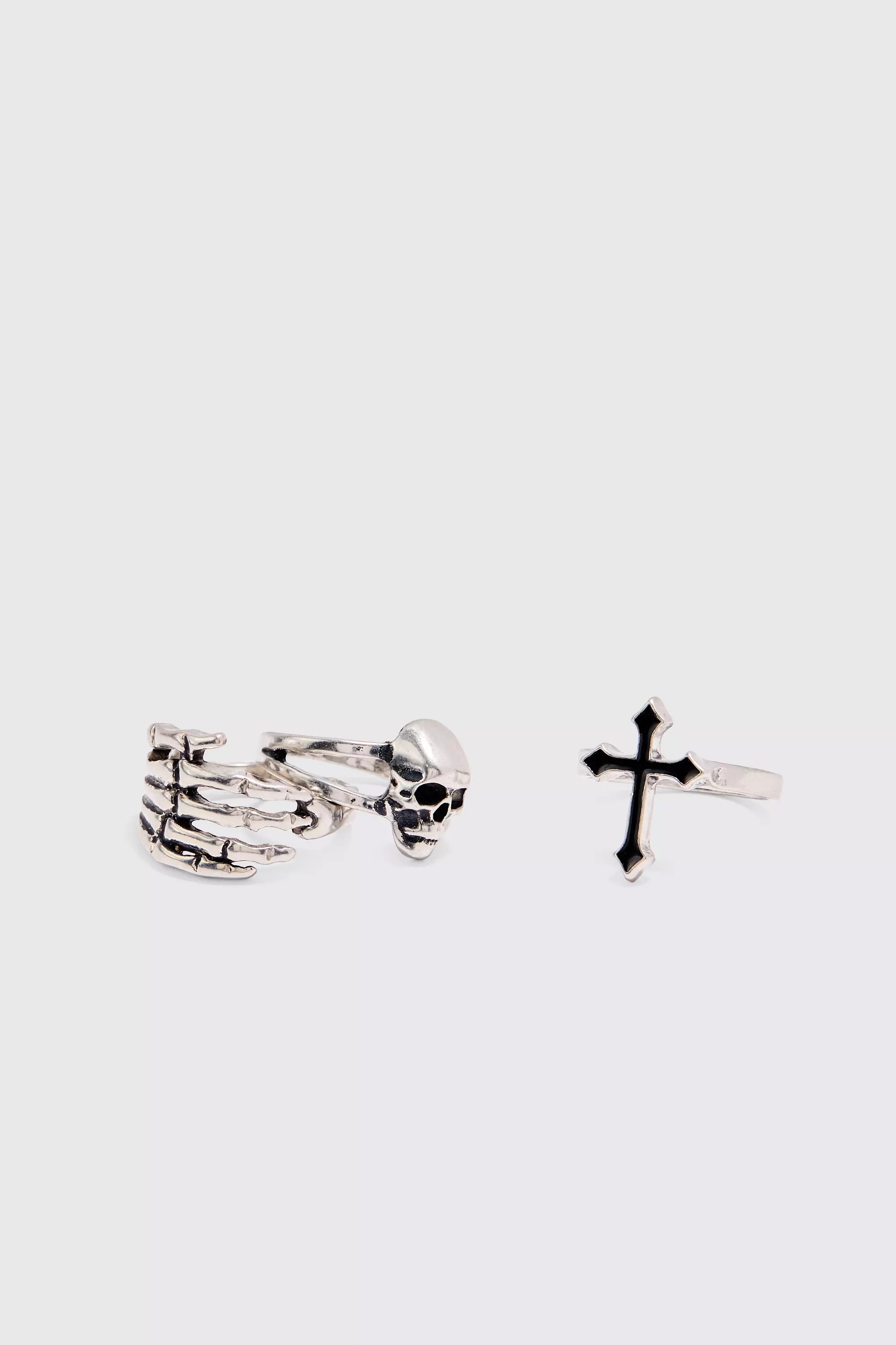 3 Pack Skull Rings Silver