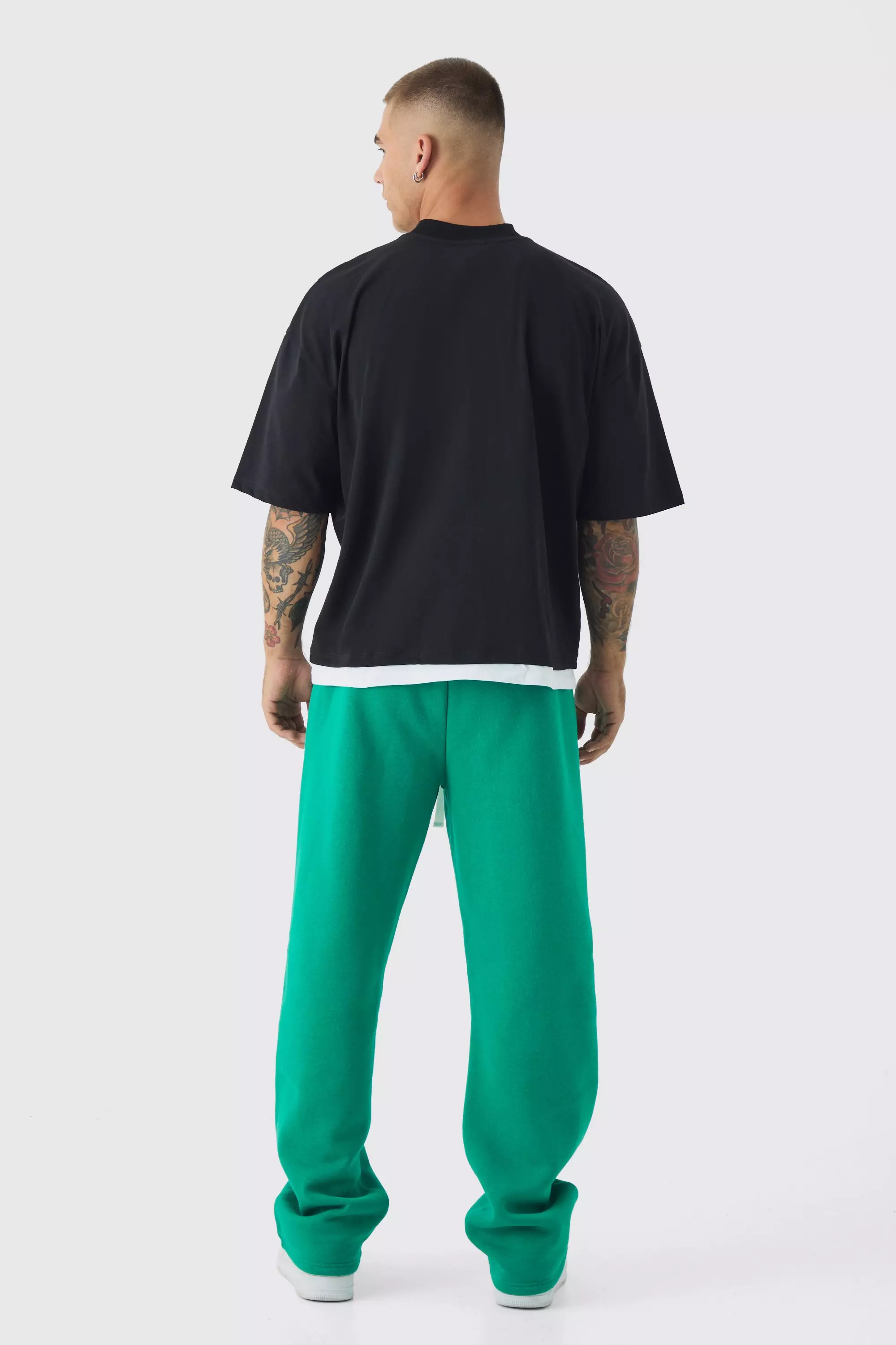 Oversized Graphic Faux Layer T-Shirt And Sweatpants Set | boohooMAN USA