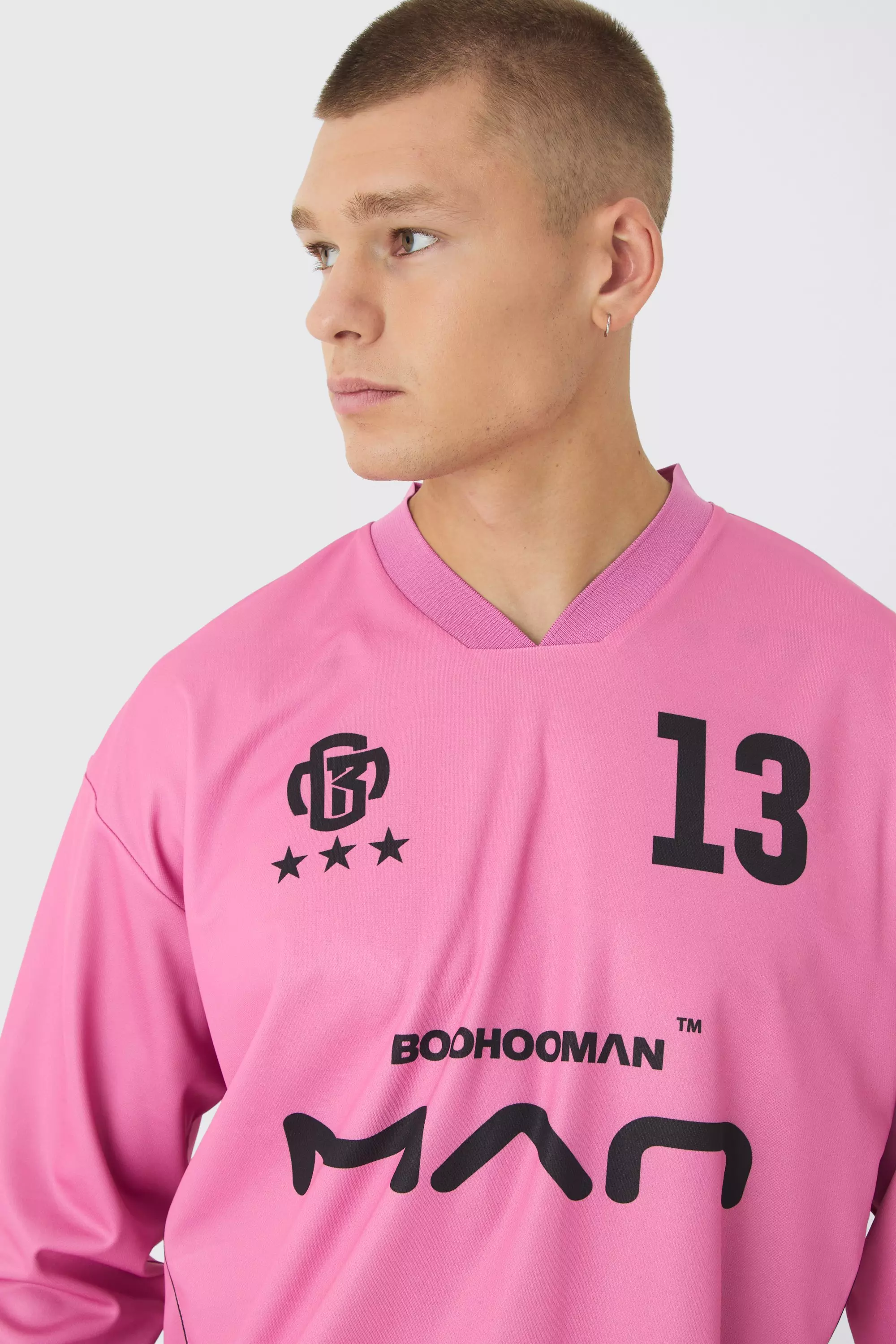 Langärmliges Oversize Man Fußball-Oberteil, Pink alternatives Bild