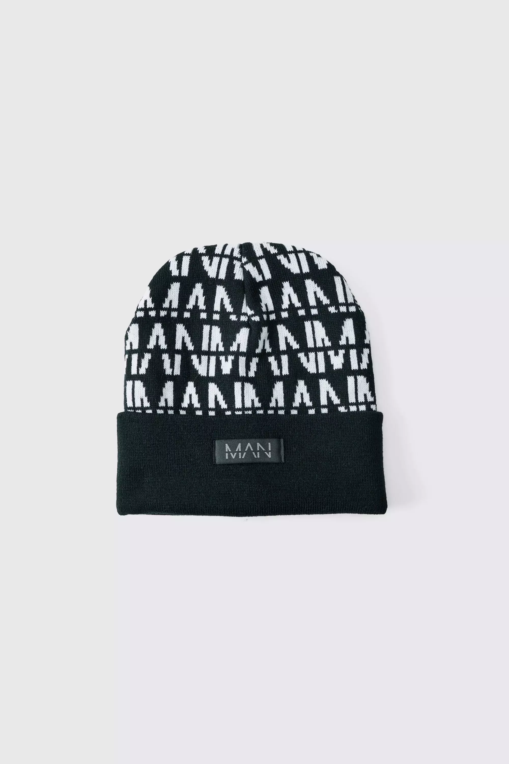 All Over Contrast Man Dash Beanie | boohooMAN USA