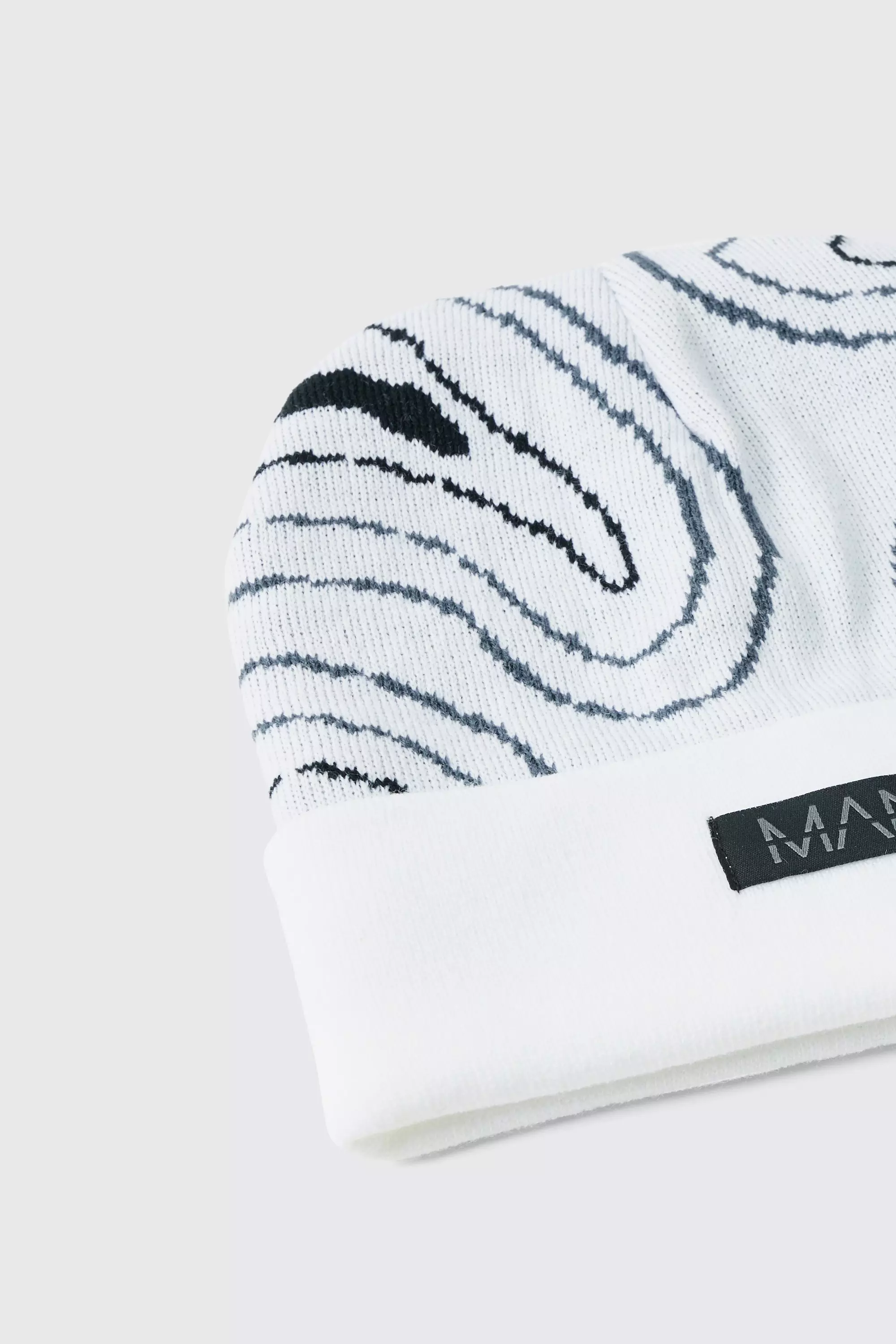 White Swirl Print Man Tab Graphic Beanie alternative image