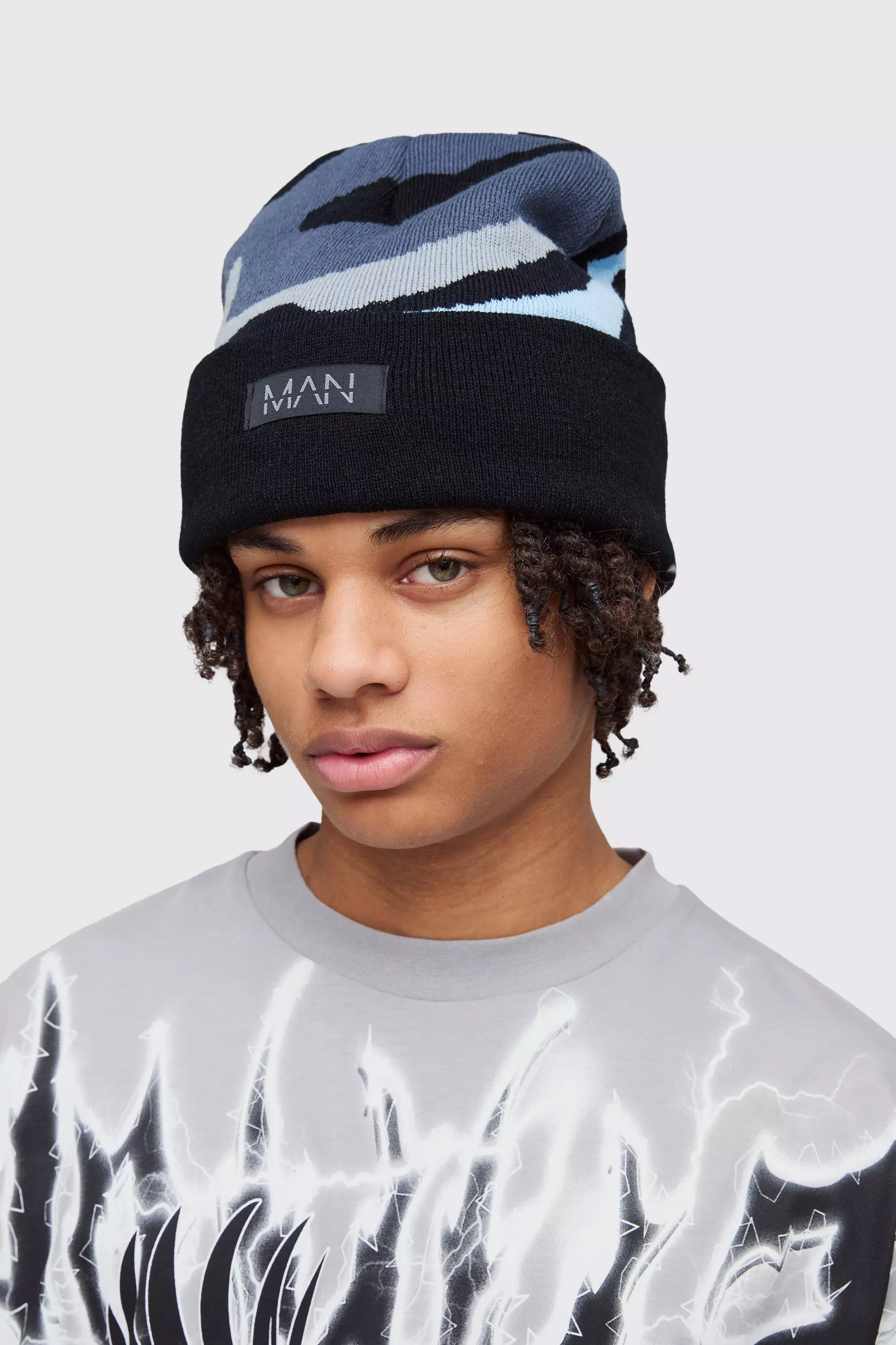 Black Spray Paint Effect Graphic Beanie alternative image