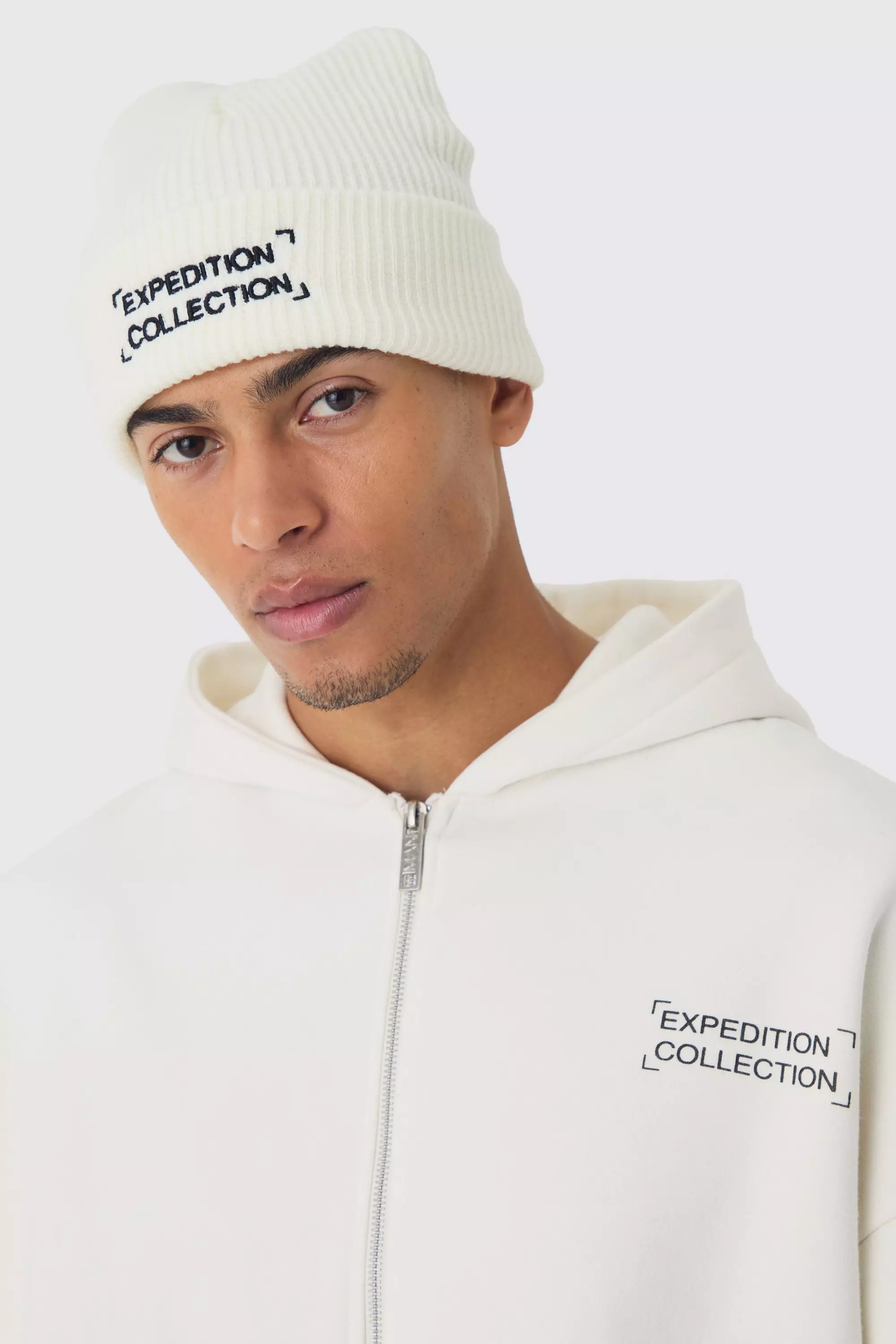 Expedition Collection Embroidered Beanie In White White