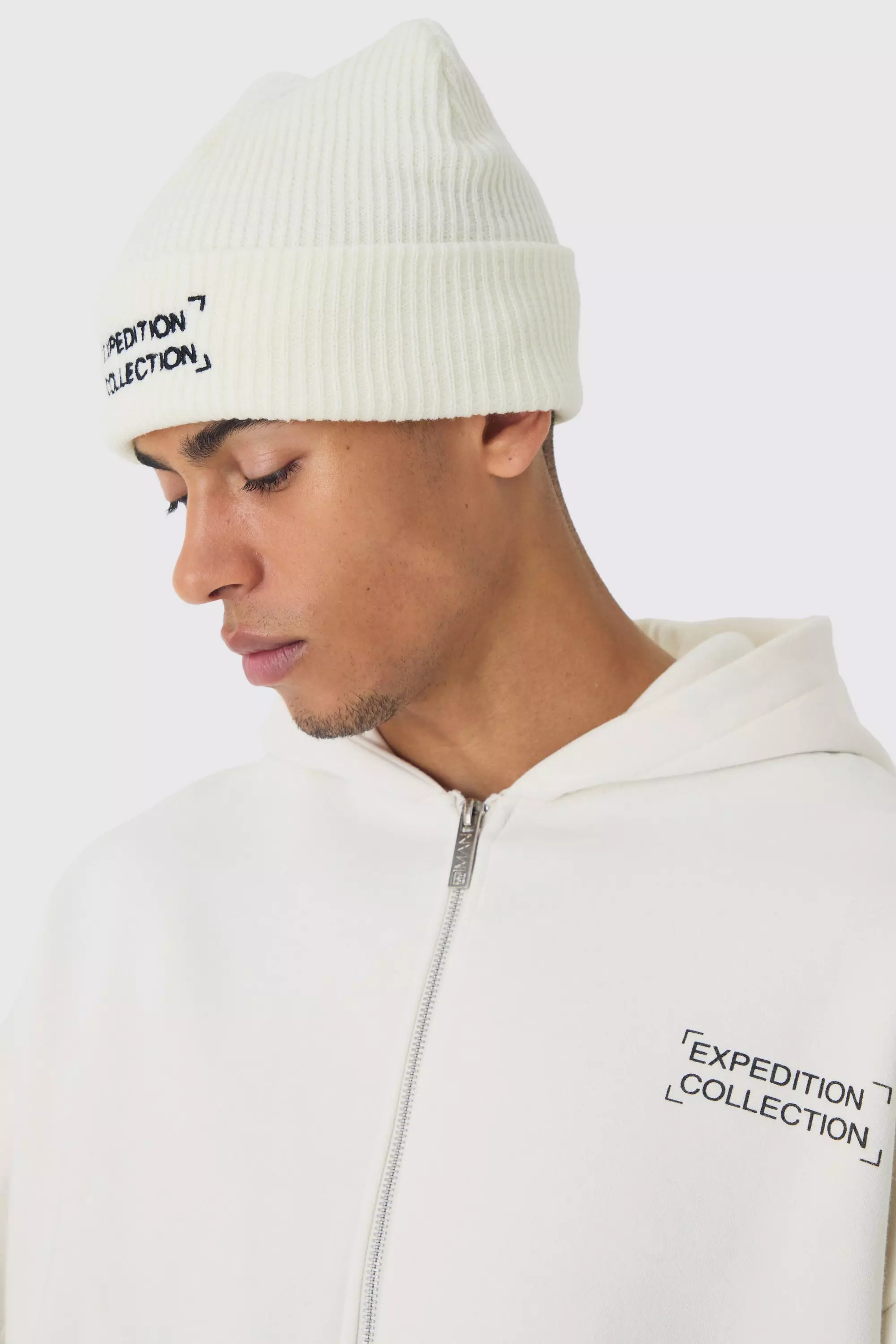 Expedition Collection Embroidered Beanie In White alternative image