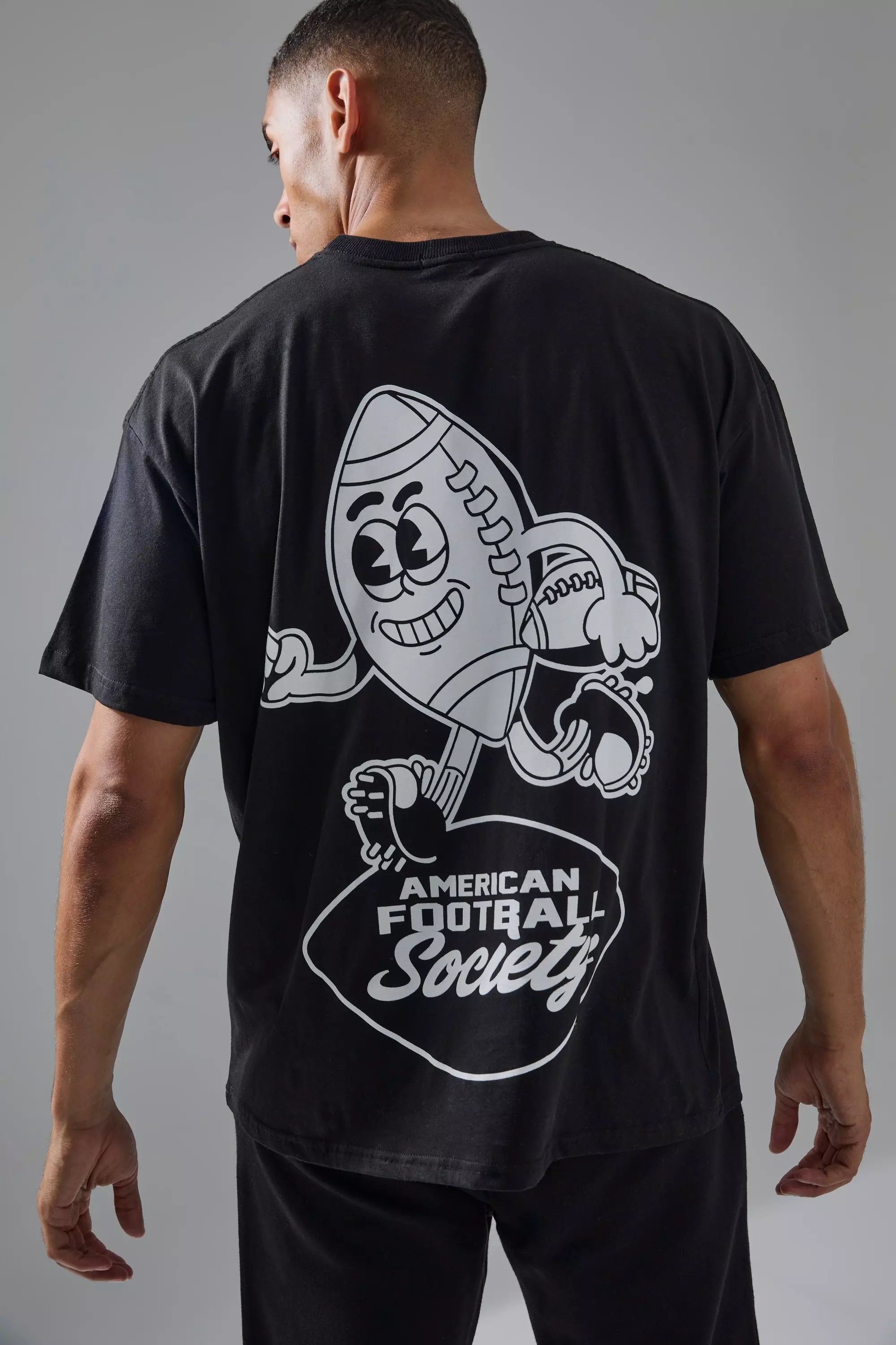 Man Active American Football Society Oversized T-shirt Black